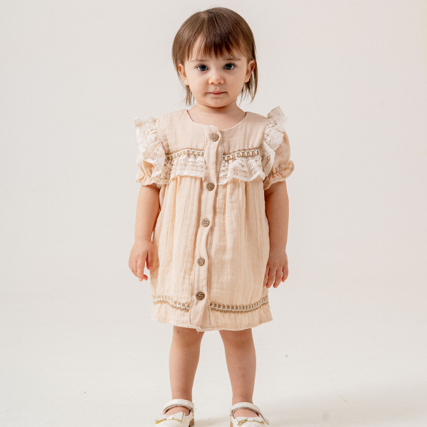 MY PİNGY DÜĞME DETAYLI  ELBİSE 9-24 AY