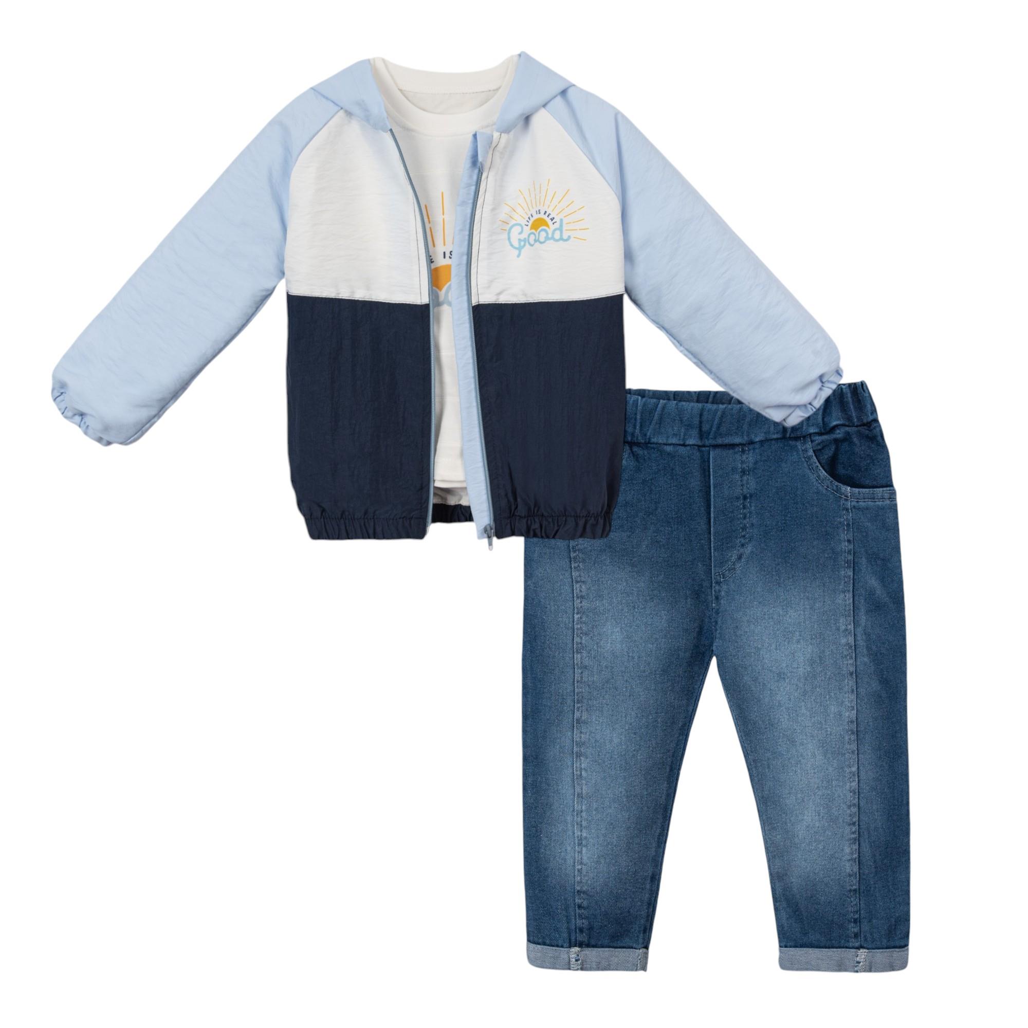 Nagoya Kot Pantolonlu Yağmurluklu Erkek Bebek Üçlü Takım