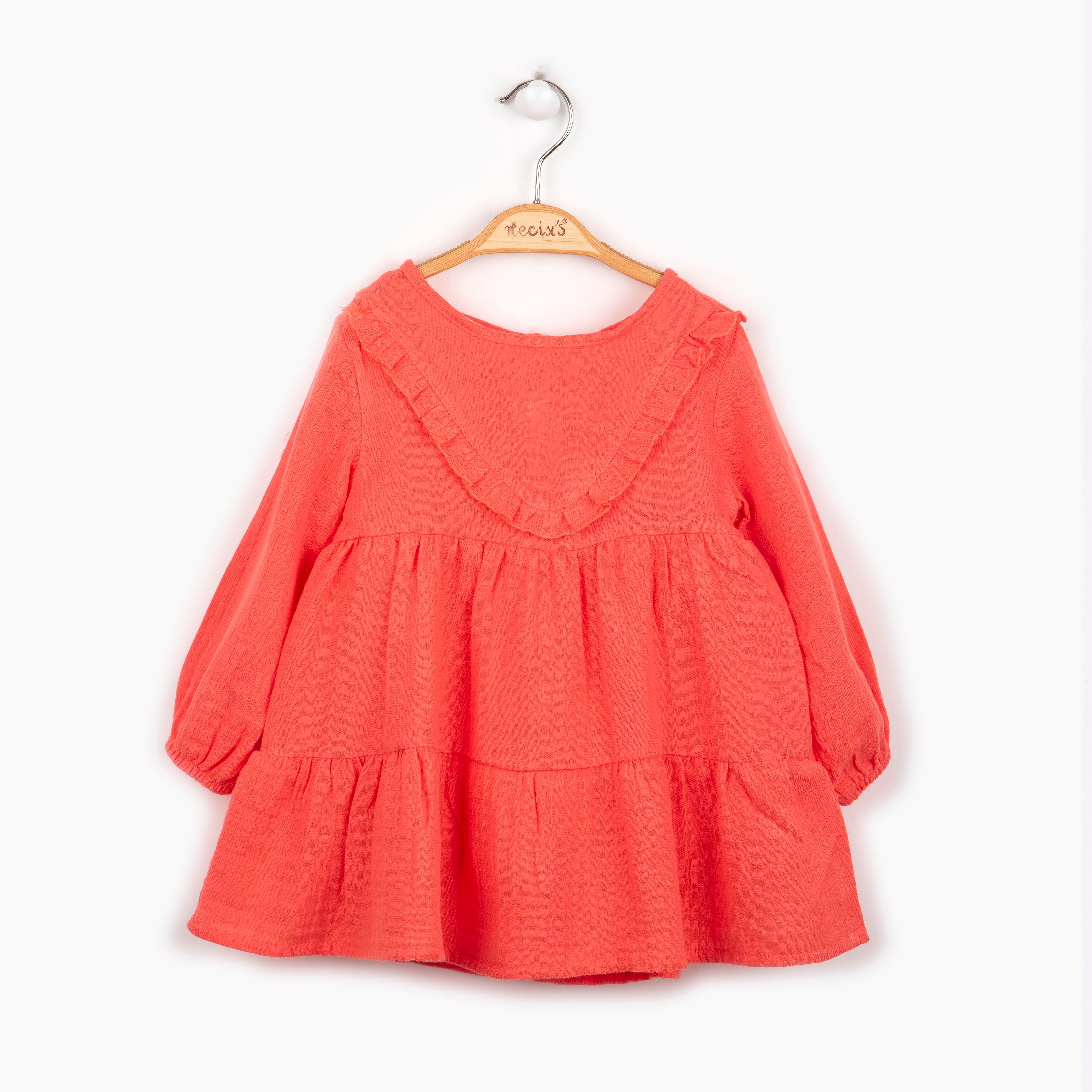 NECİXS 6/24 KIZ BEBE TURNA MÜSLİN ELBİSE
