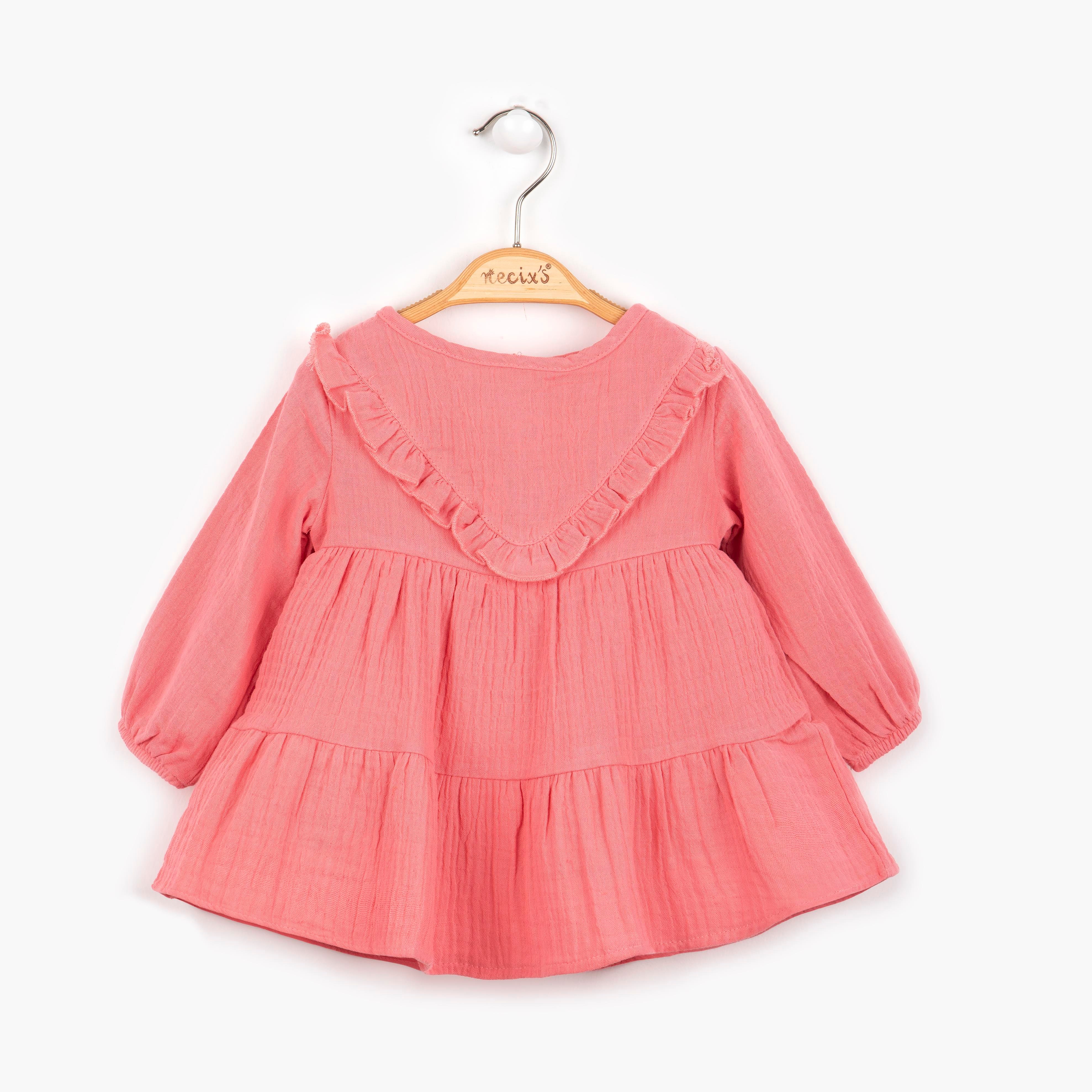 NECİXS 6/24 KIZ BEBE TURNA MÜSLİN ELBİSE