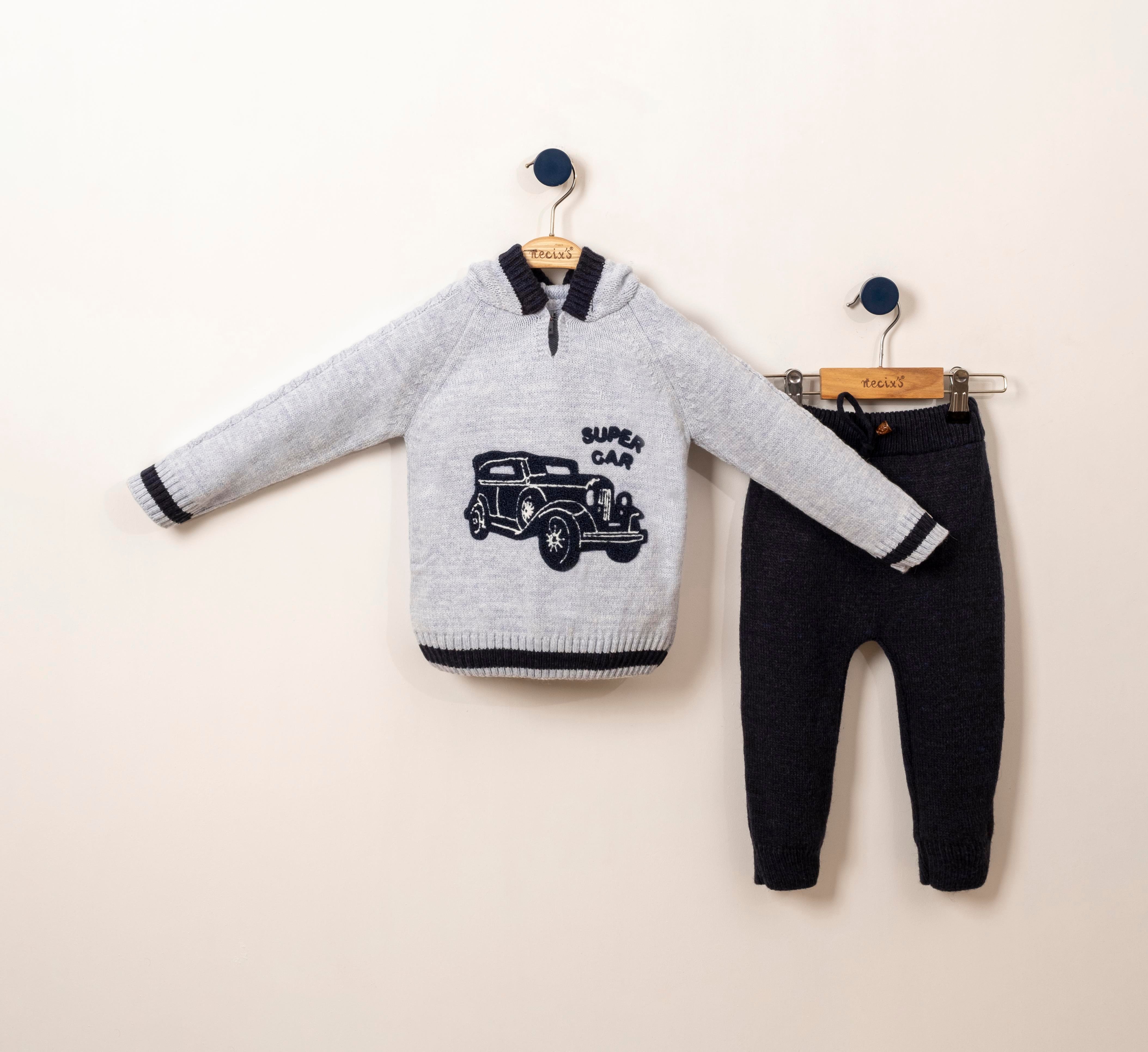 Necix's Araba Desenli Erkek Bebek Triko İkili Takım