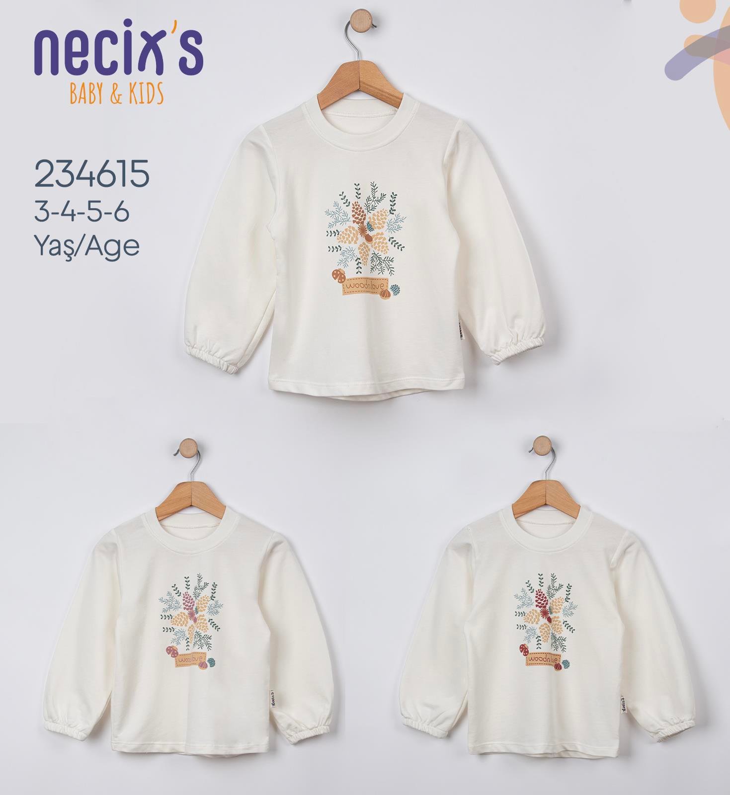 Necix's Belfort Çiçek Desenli Kız Çocuk Uzun Kollu Tişört