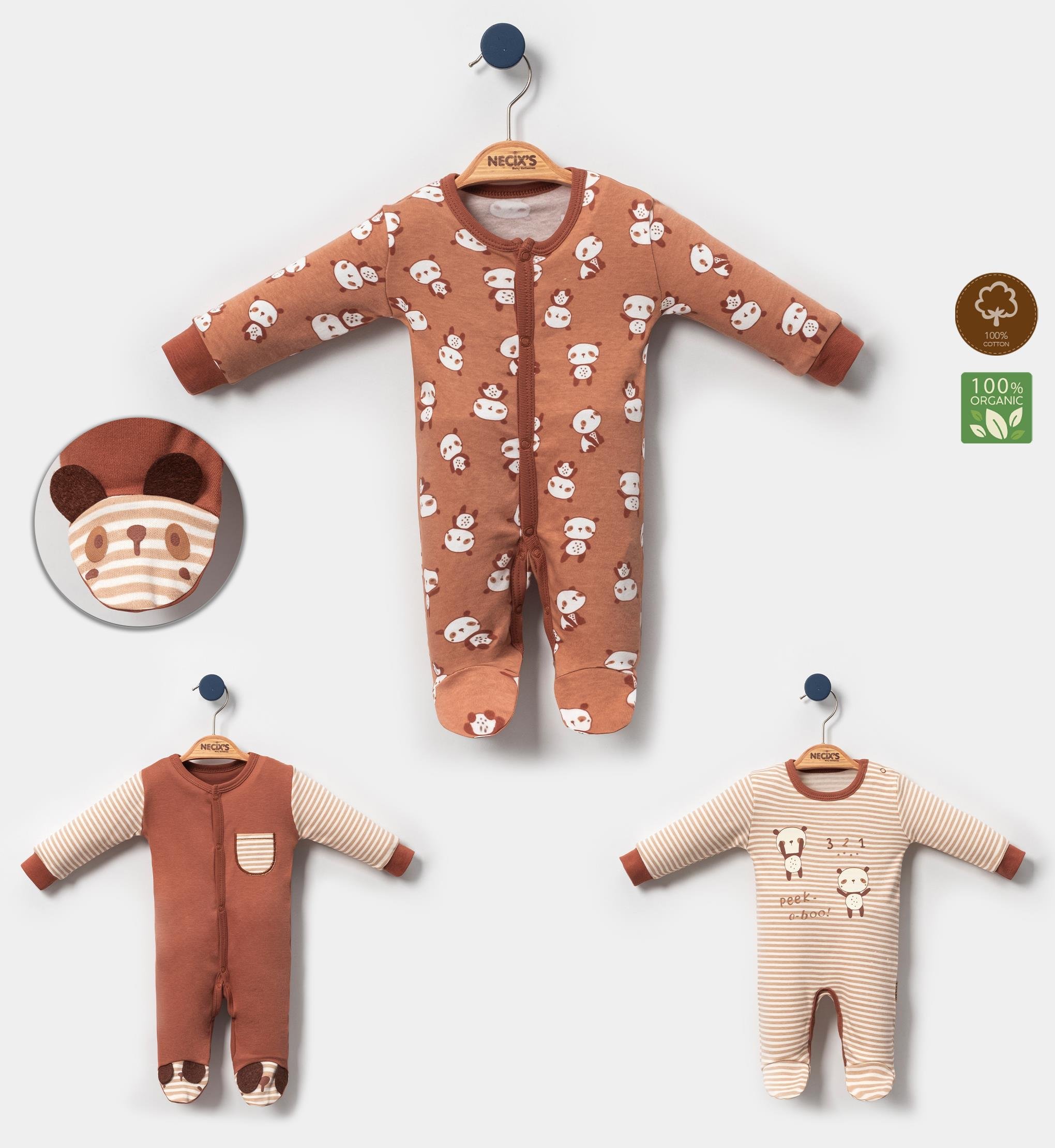 Necix's Berlin Kız Bebek Tulum 0-3 Ay, 3-6 Ay 3 Adet