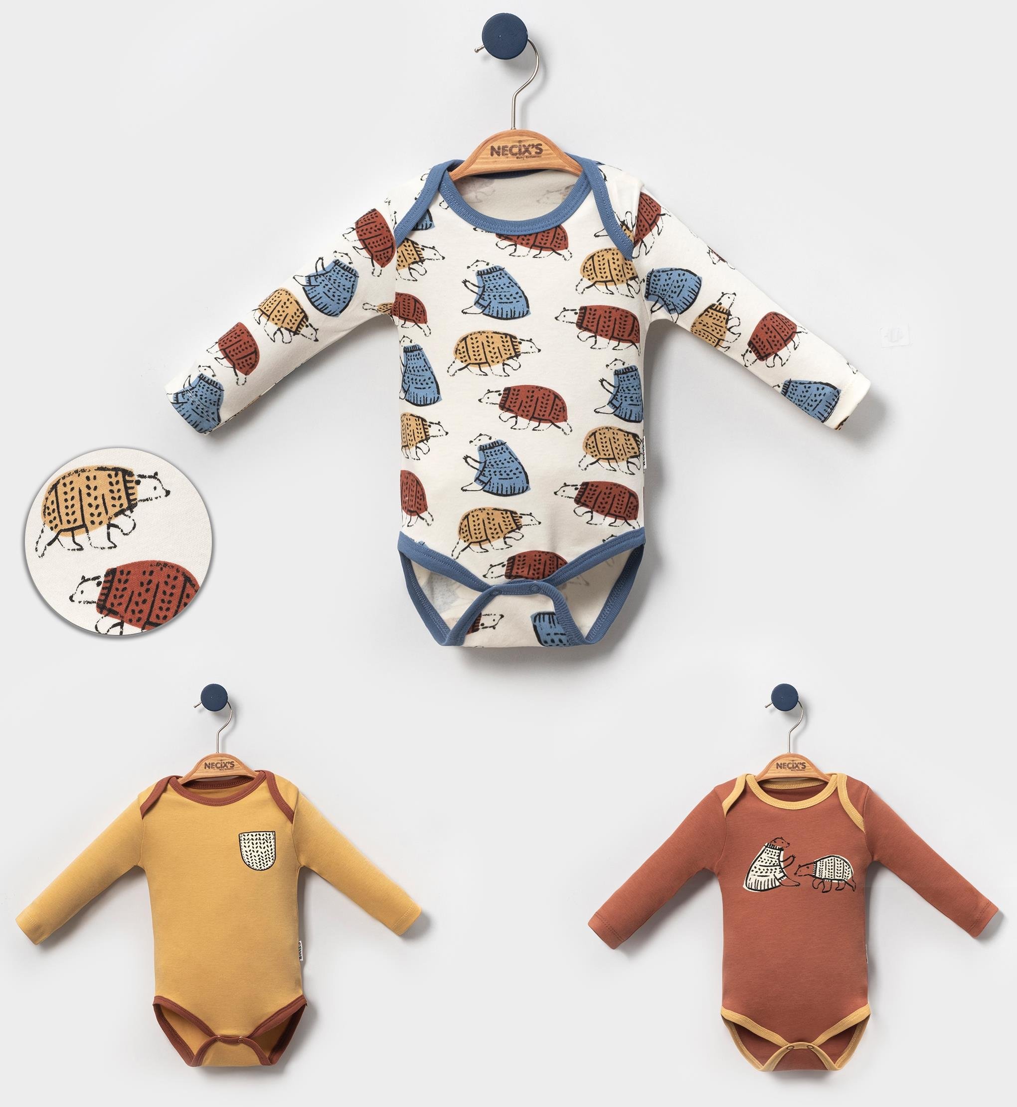 Necix's California Erkek Bebek Badi 0-3 Ay,3-6 Ay 3 Adet