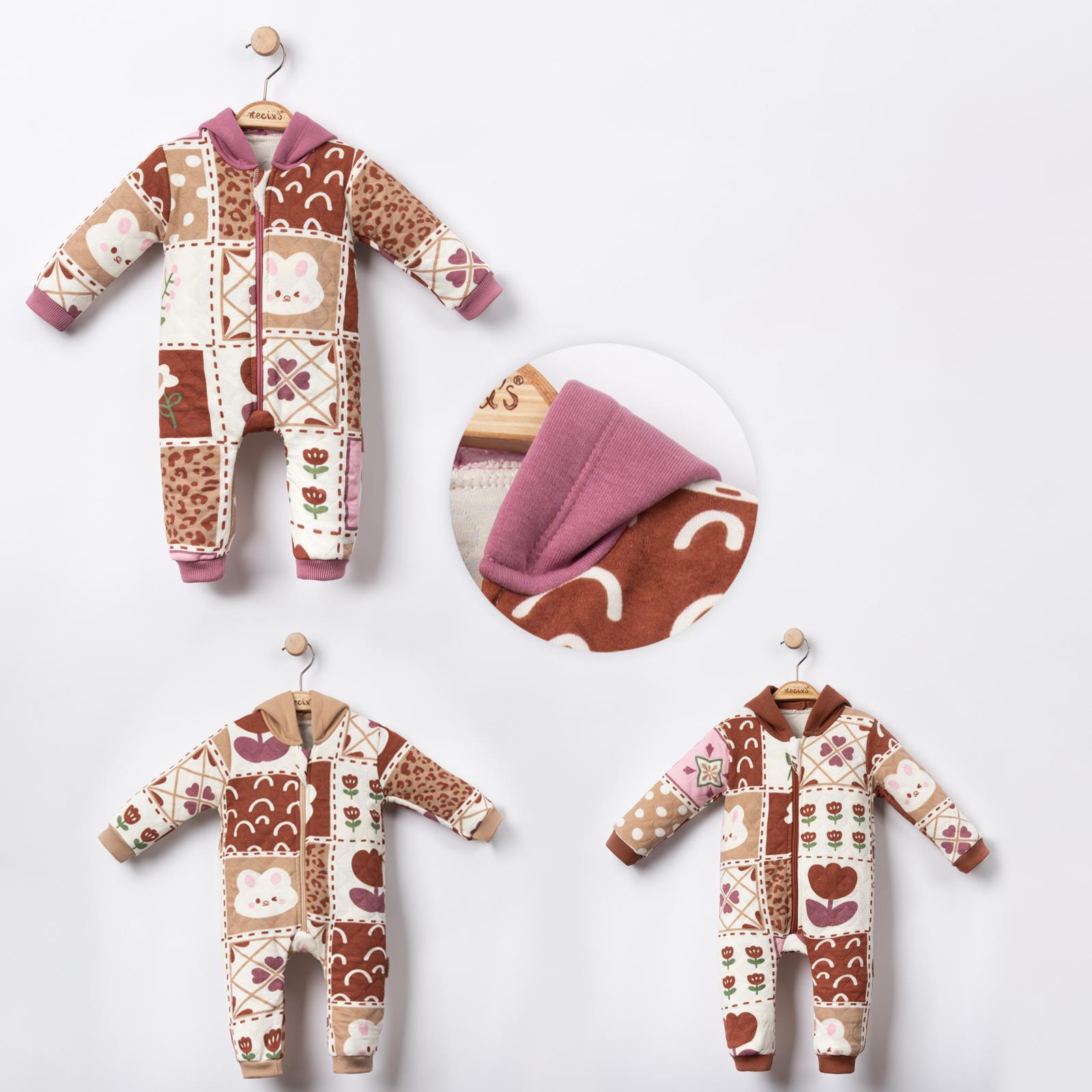 Necix's Chimay Kapüşonlu Fermuarlı Kız Bebek Tulum