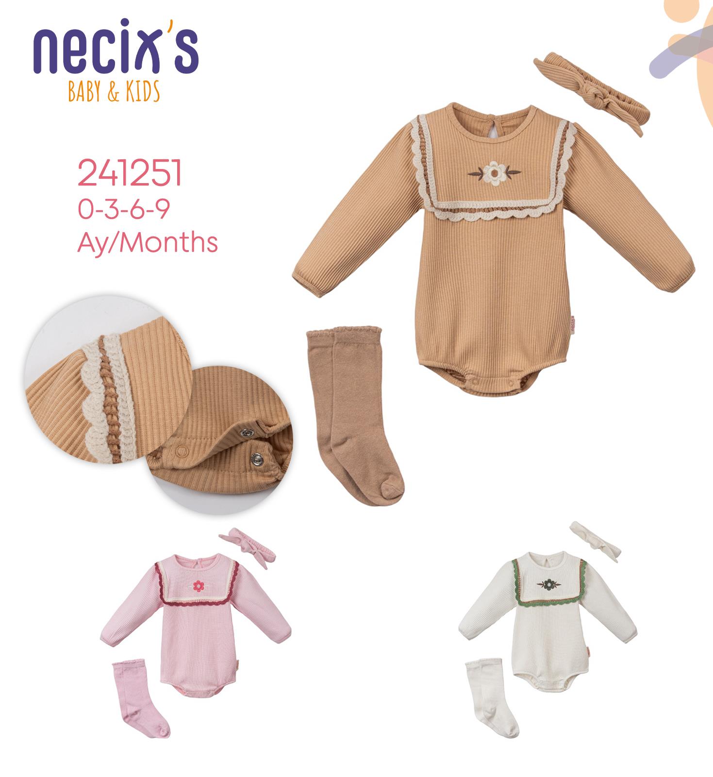 Necix's Çiçek İşlemeli Kız Bebek Badi