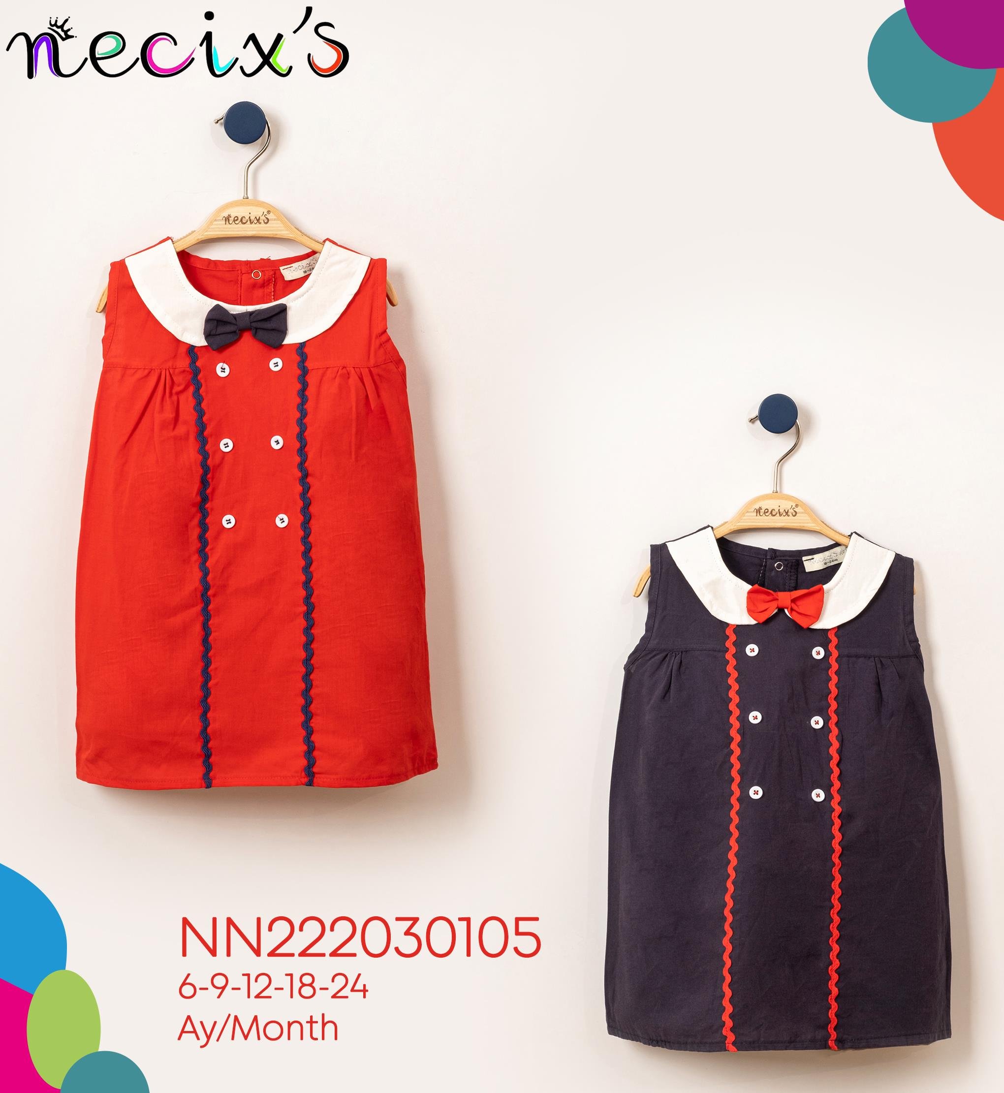 Necix's Düğmeli Marine Bebek Elbise