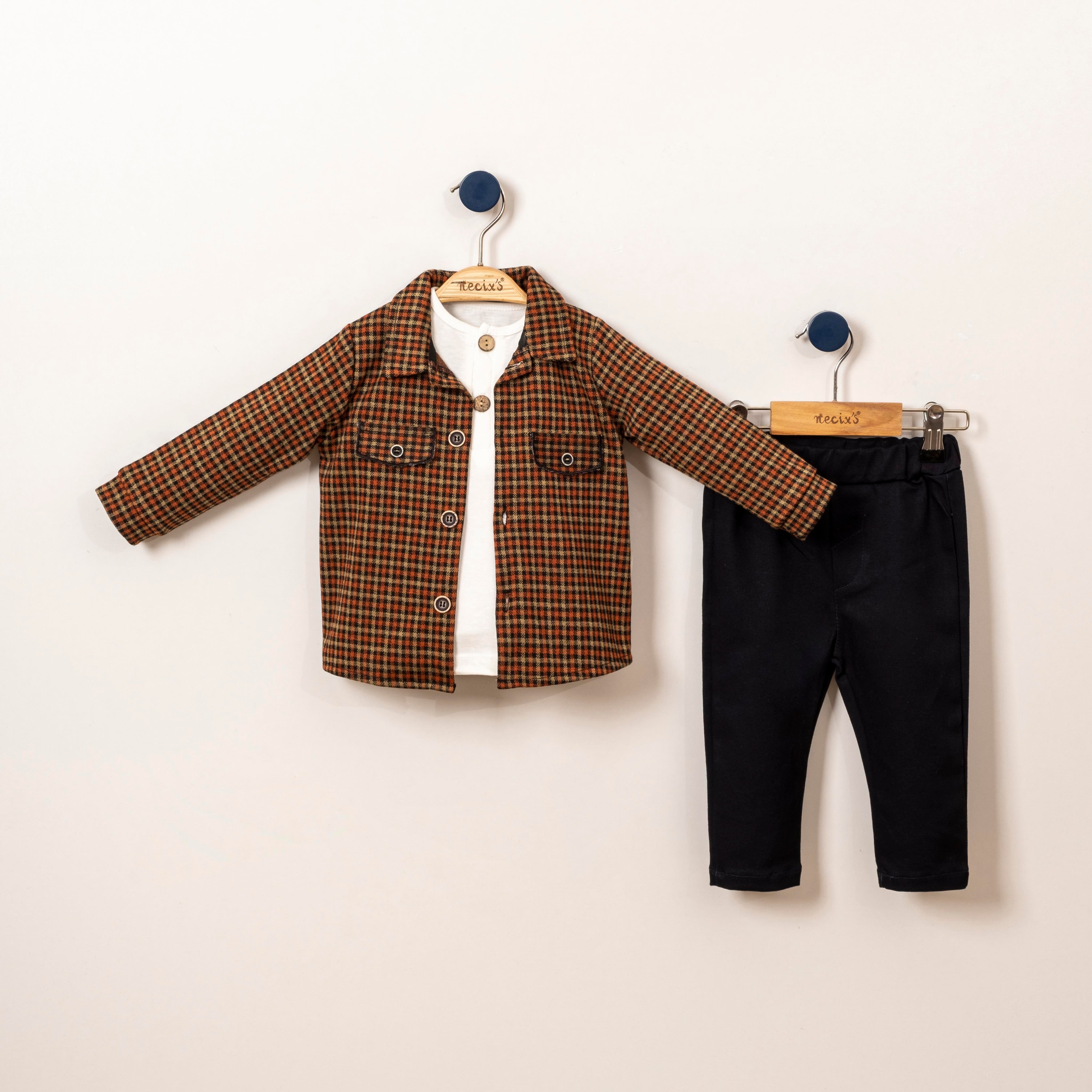 Necix's Ekose Gömlekli Erkek Bebek Üçlü Takım