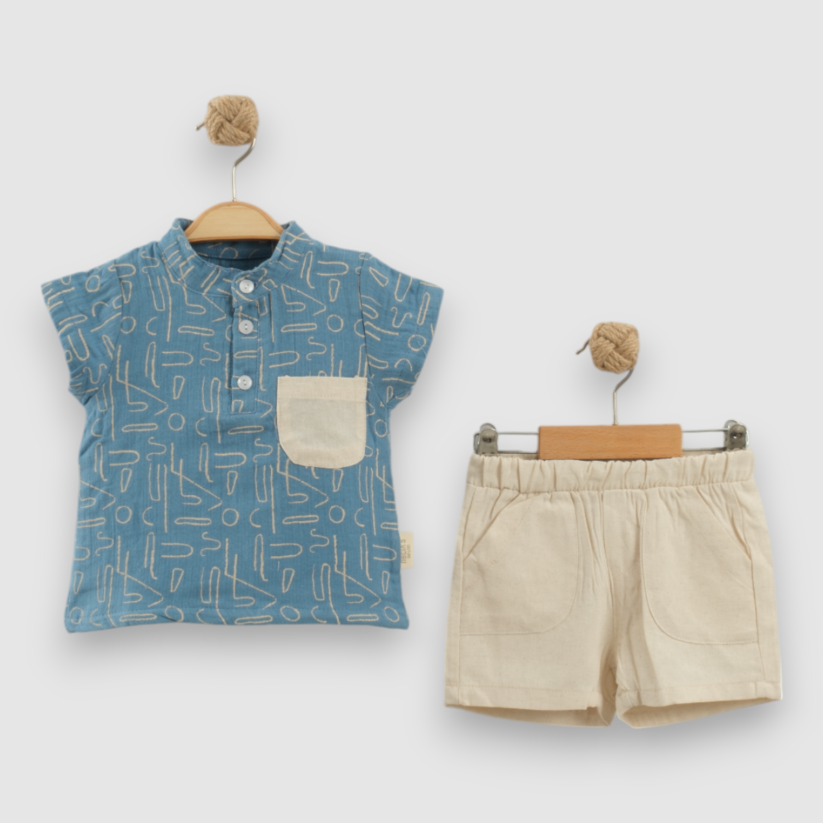 NECİXS ERKEK BEBE LİNEAR SUMMER ÖNDEN PATLI 2 Lİ TAKIM