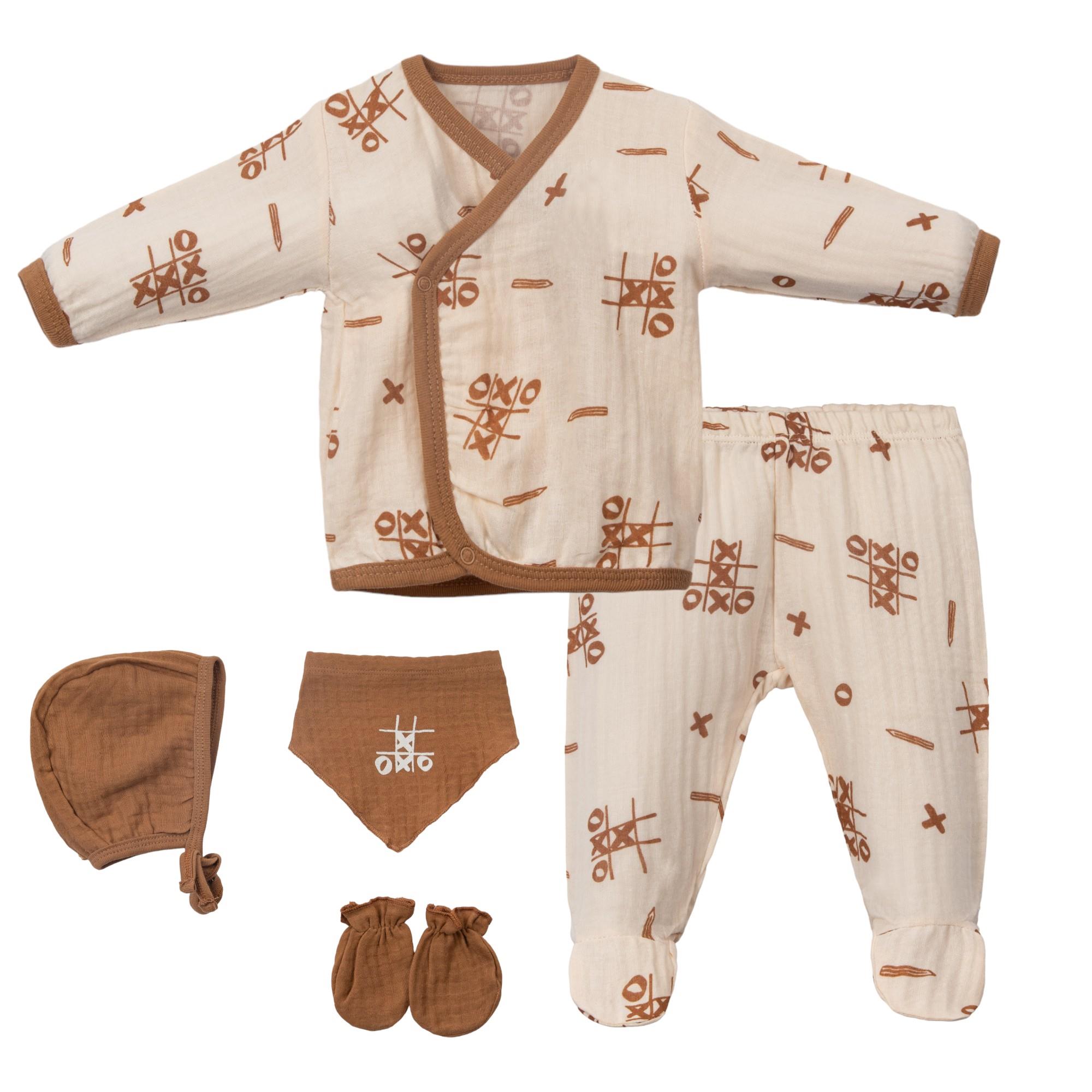 Necix's Finke Müslin Erkek Bebek Hastane Çıkışı Beşli Set