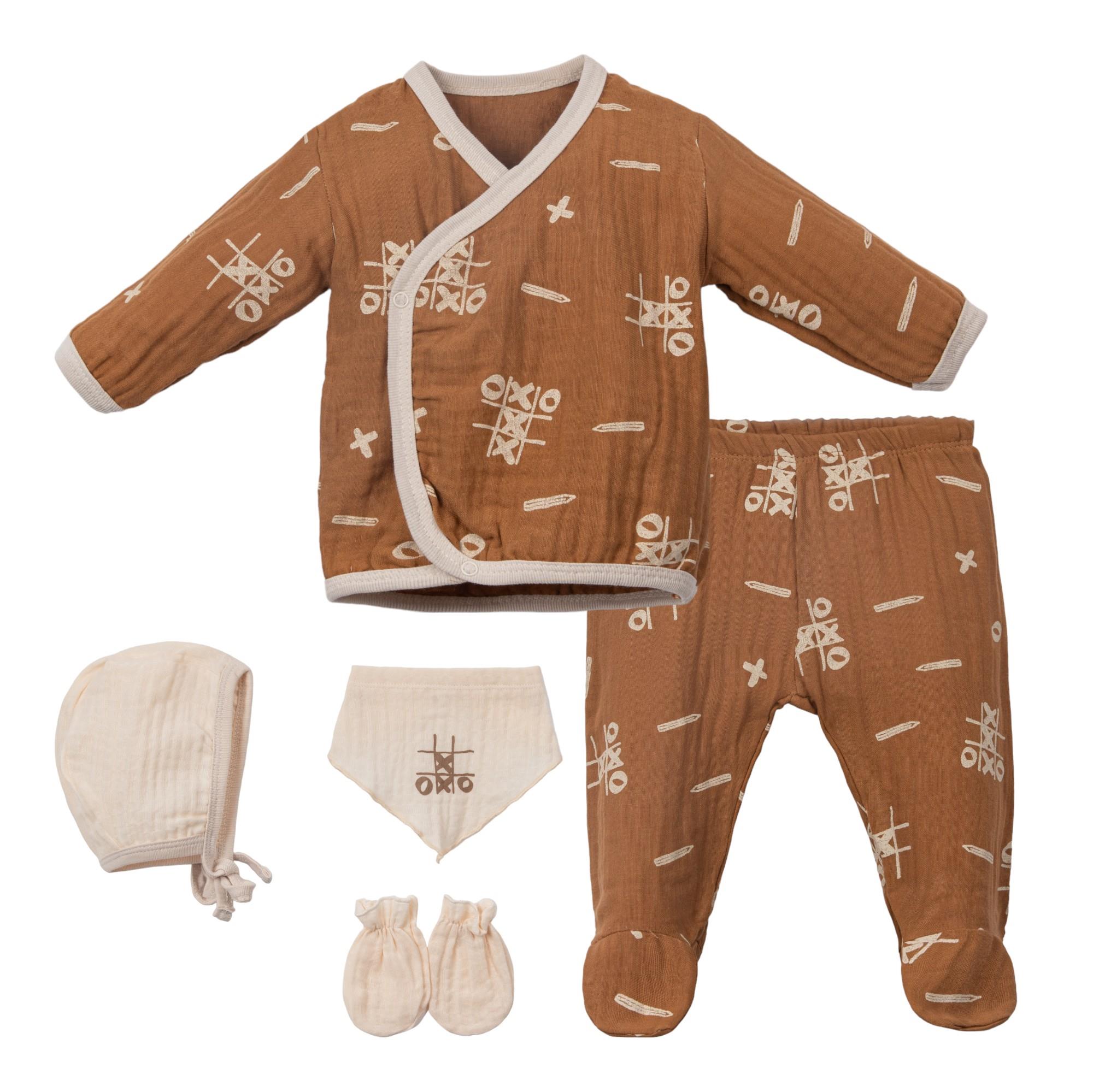 Necix's Finke Müslin Erkek Bebek Hastane Çıkışı Beşli Set