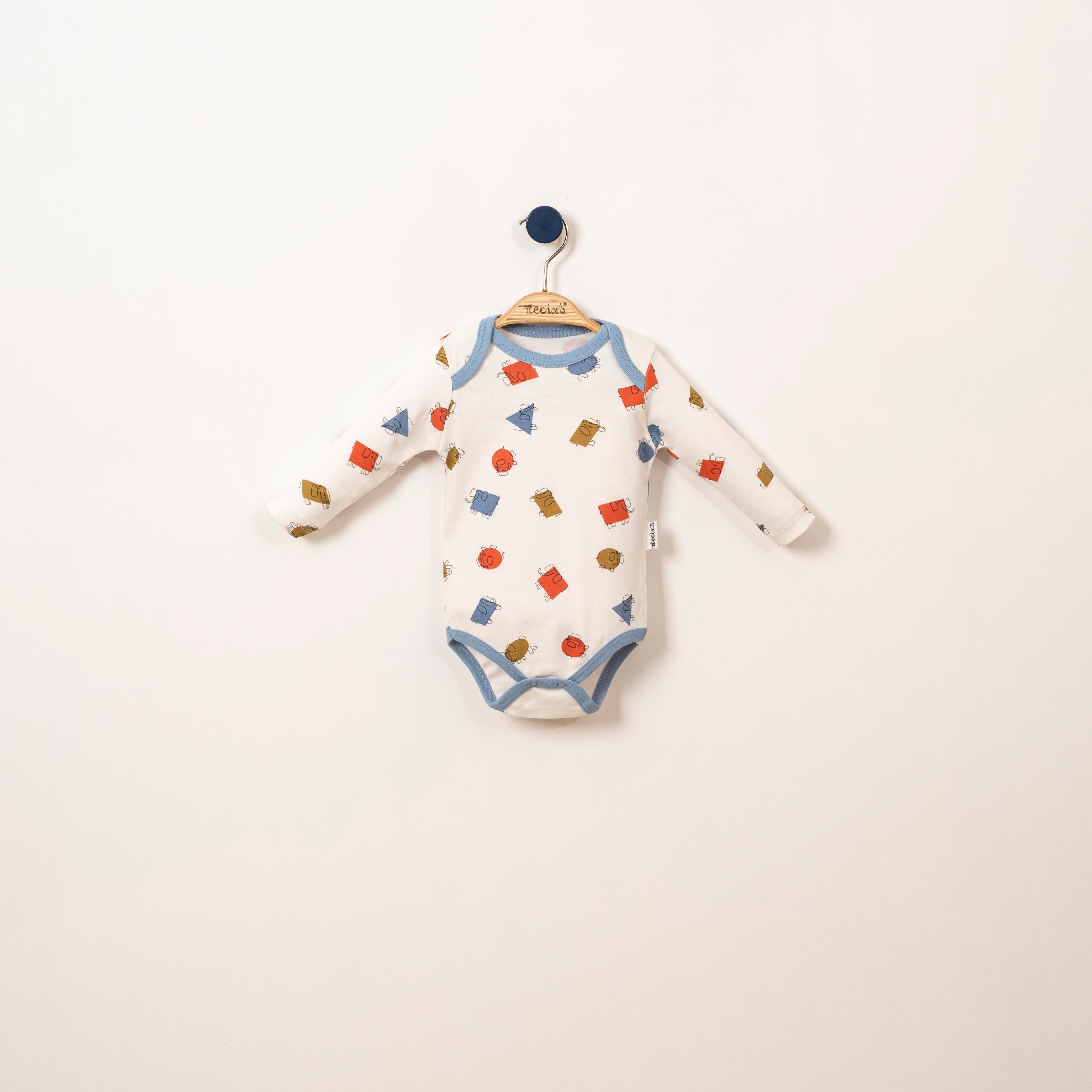 Necix's Geometrik Fil Erkek Bebek Badi 3 Adet