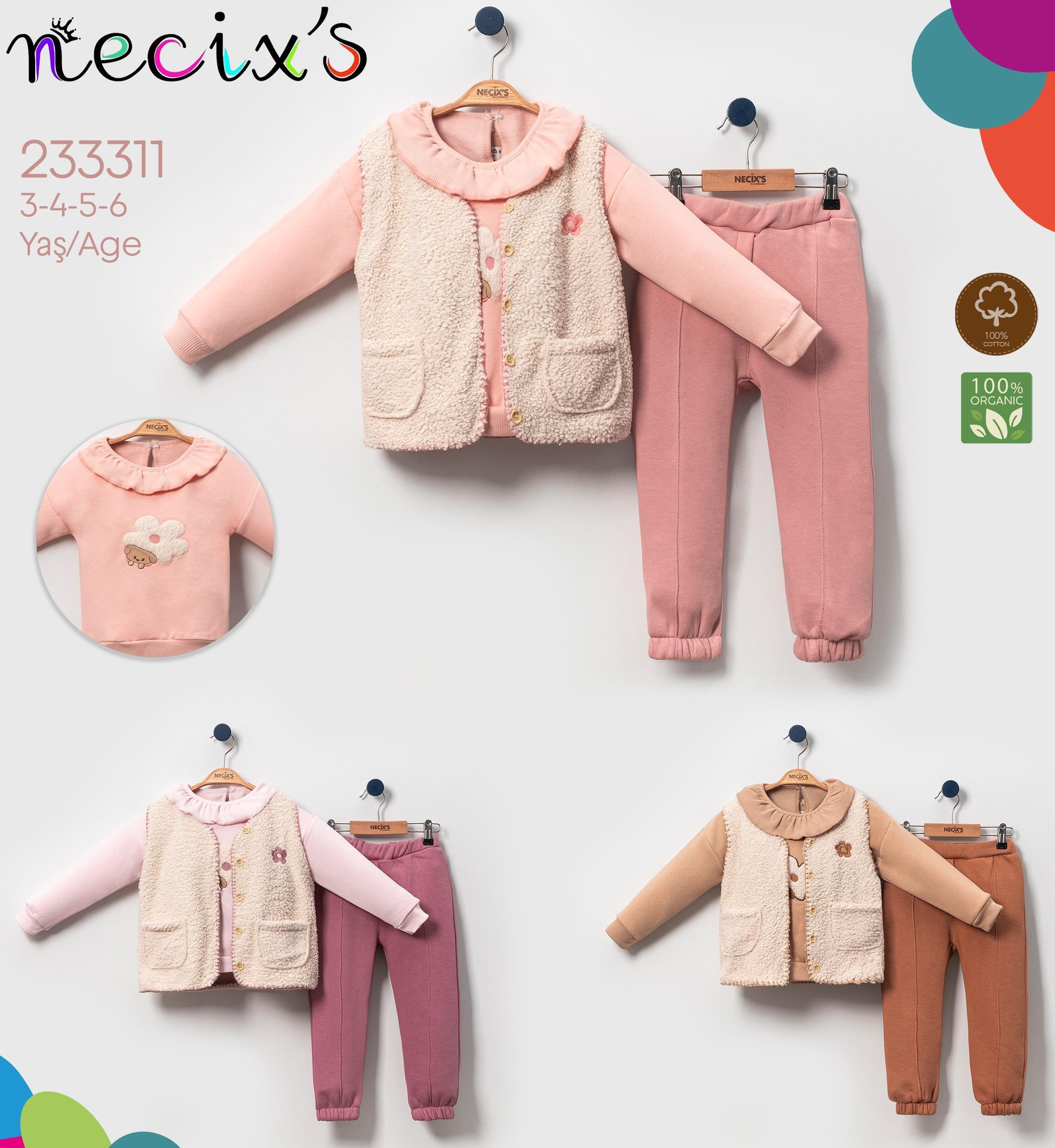 Necix's Hanya Yelekli Çocuk Üçlü Takım