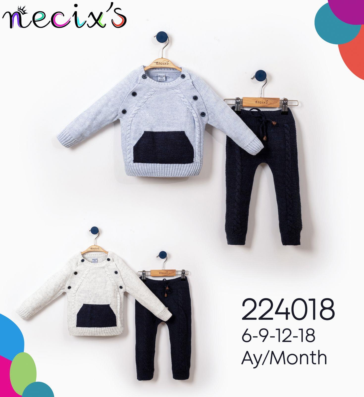 Necix's Kanguru Cepli Erkek Bebek Triko İkili Takım