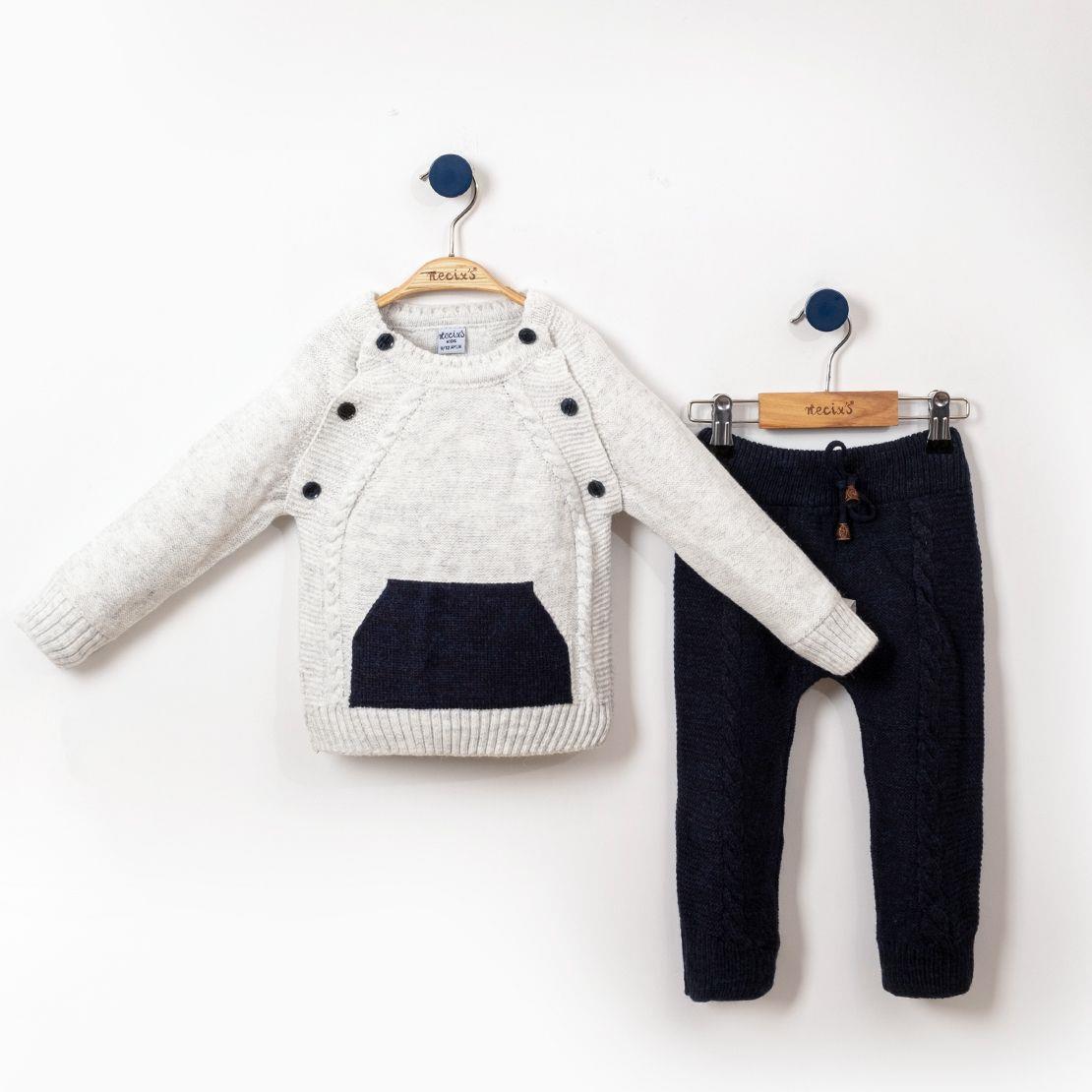 Necix's Kanguru Cepli Erkek Bebek Triko İkili Takım