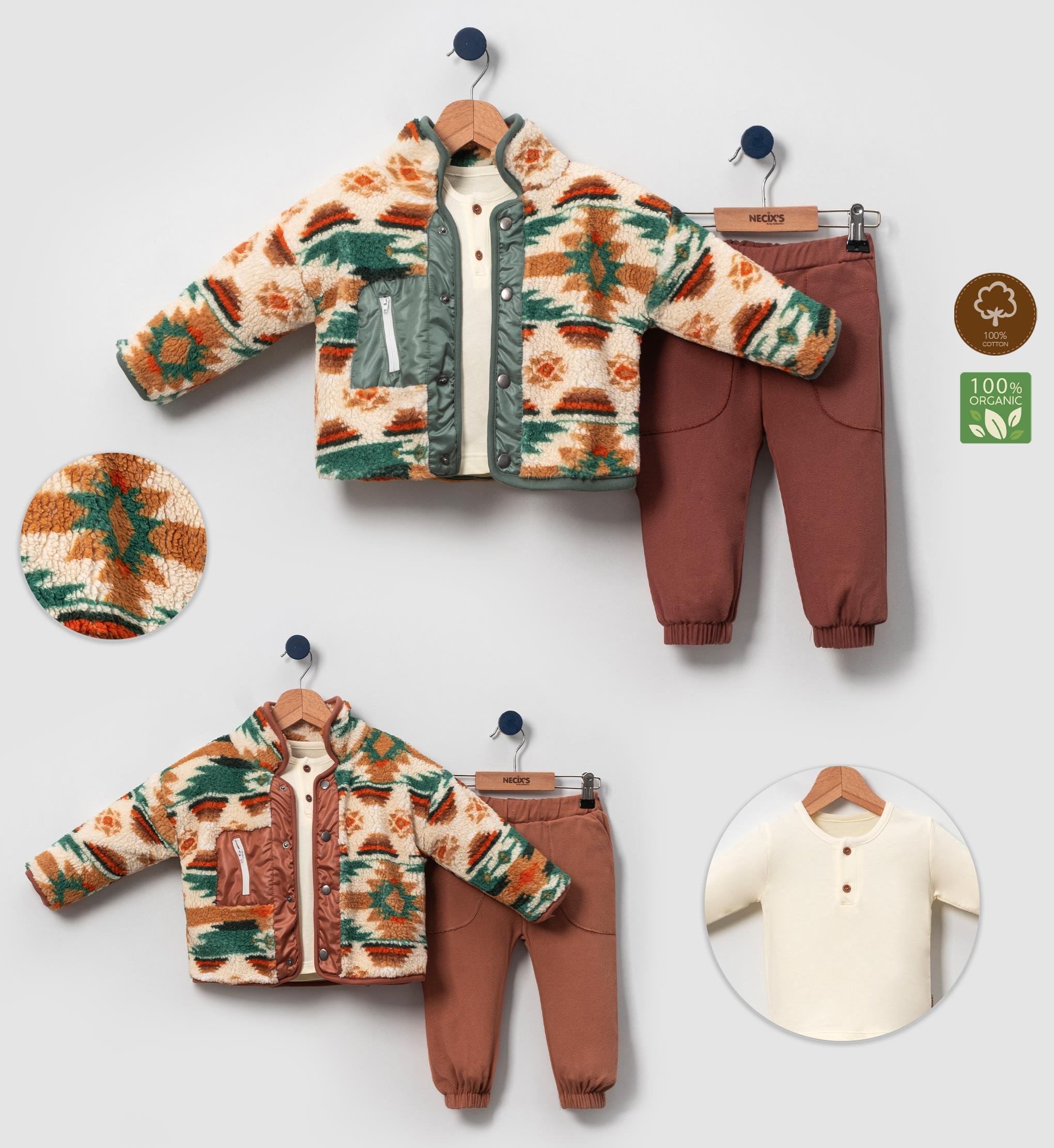 Necix's Katanya Etnik Welsoft Erkek Çocuk Üçlü Takım