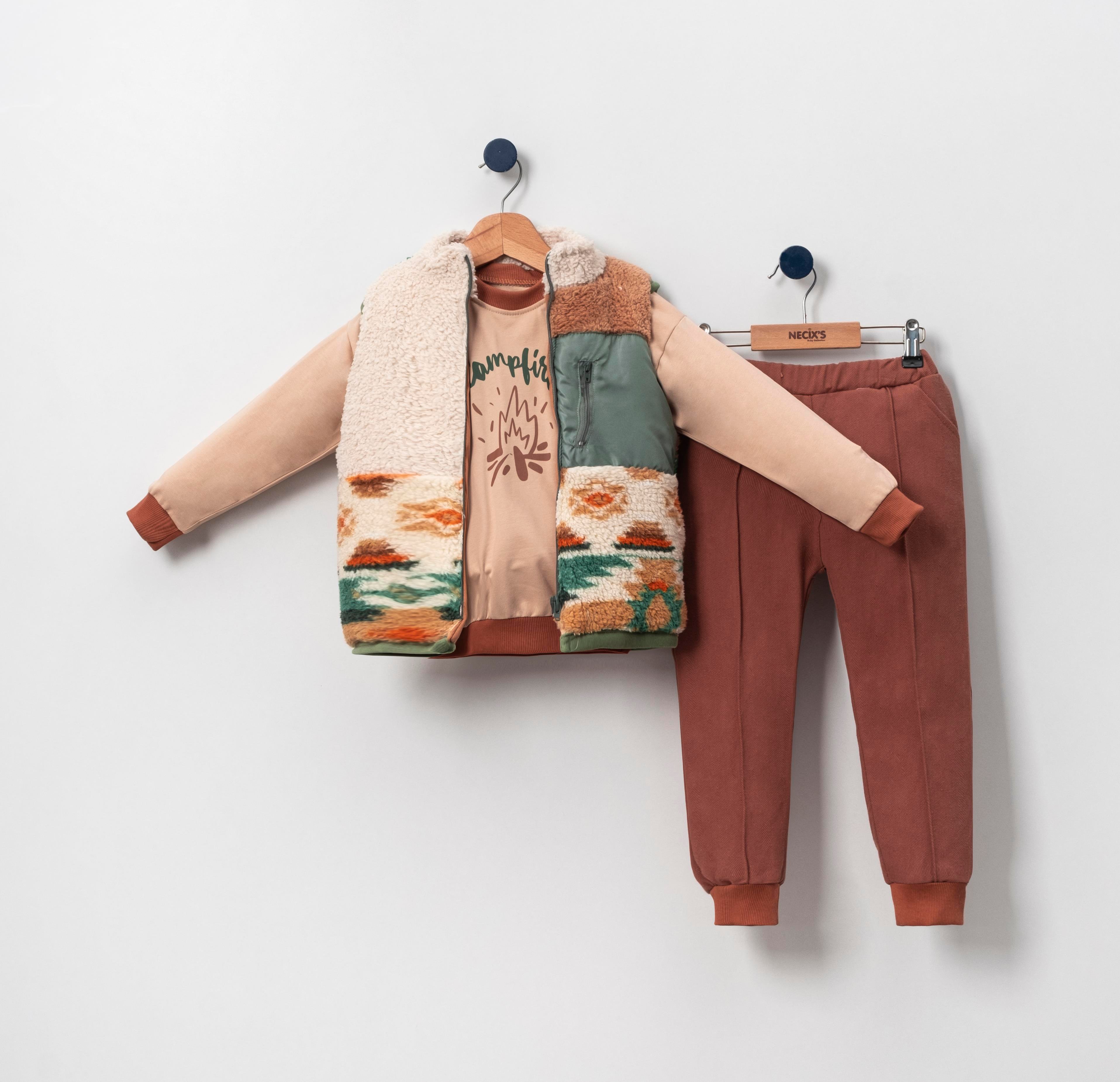 Necix's Katanya Etnik Yelekli Erkek Bebek Üçlü Takım