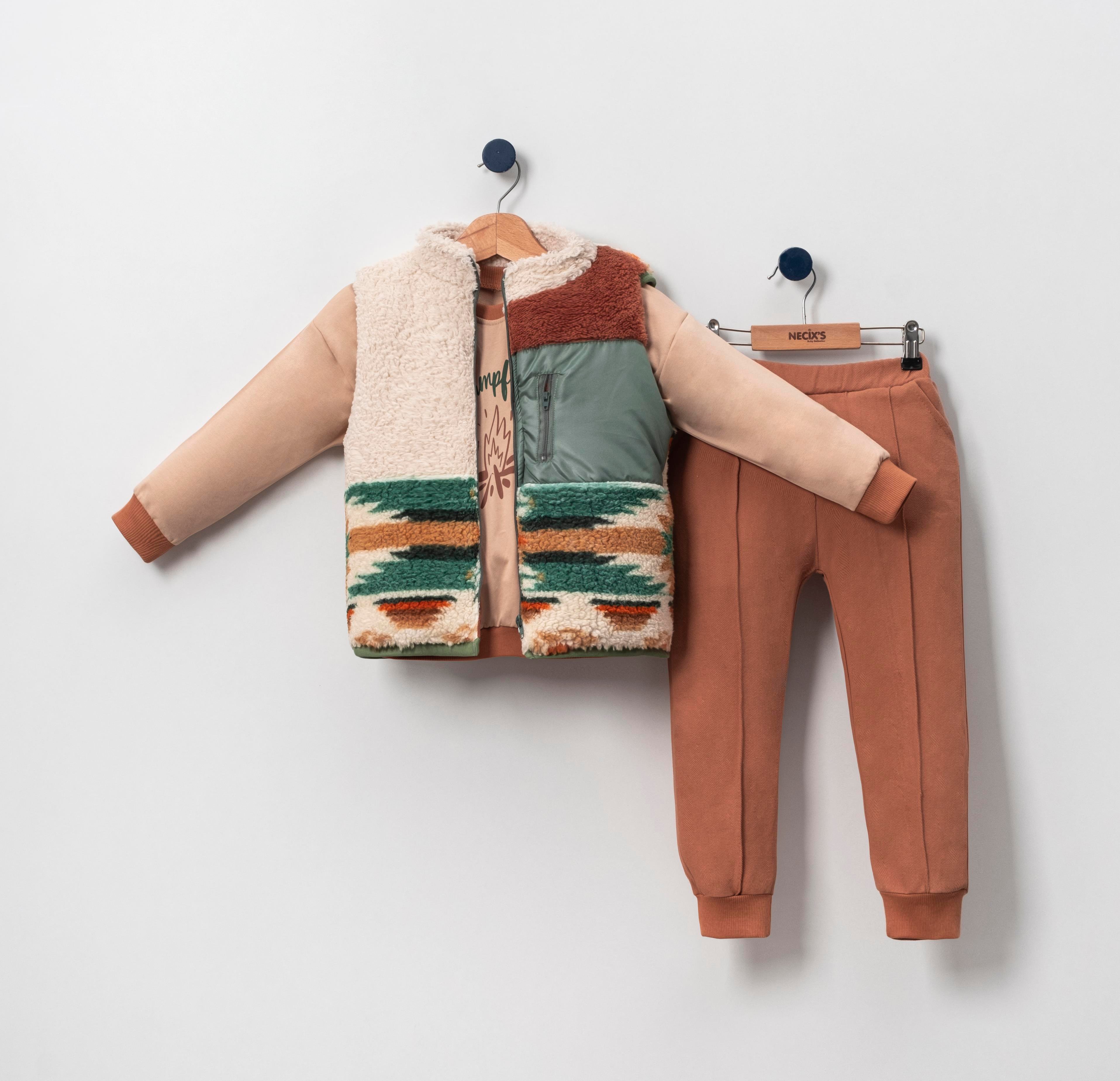 Necix's Katanya Etnik Yelekli Erkek Bebek Üçlü Takım