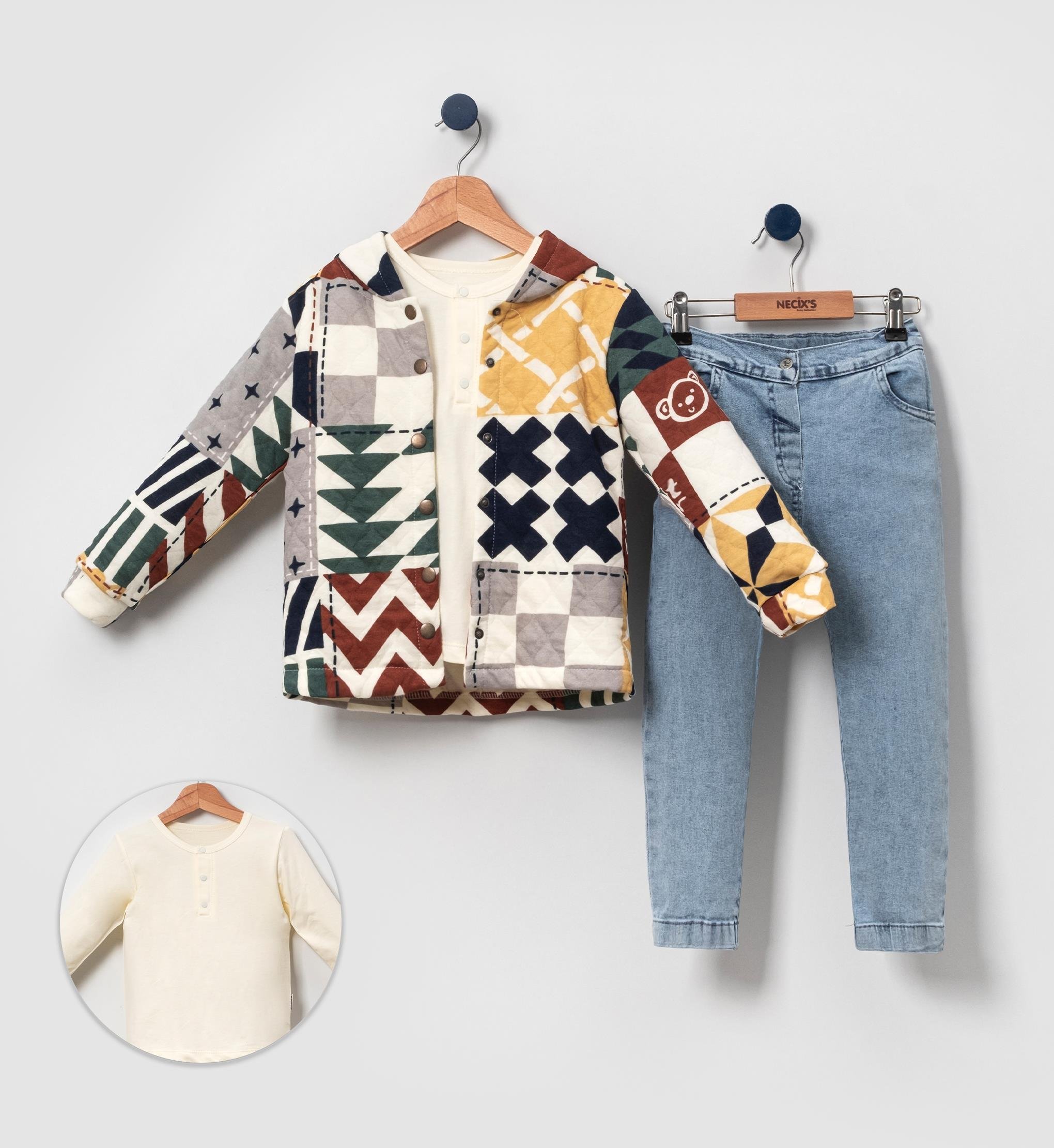 Necix's Kazablanka Kapüşonlu Kız Çocuk Üçlü Takım