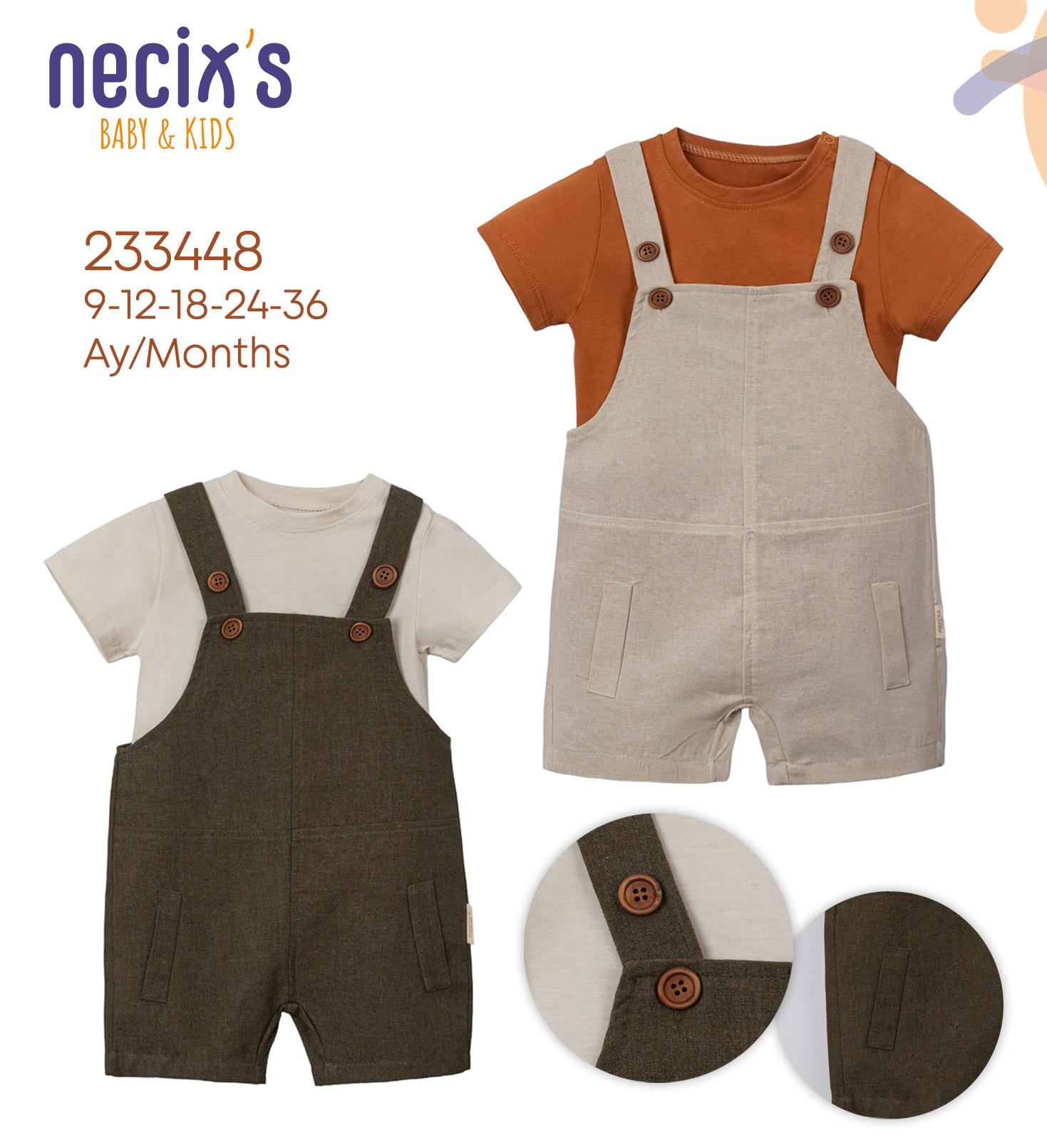 Necix's Keten Salopetli Erkek Bebek İkili Takım
