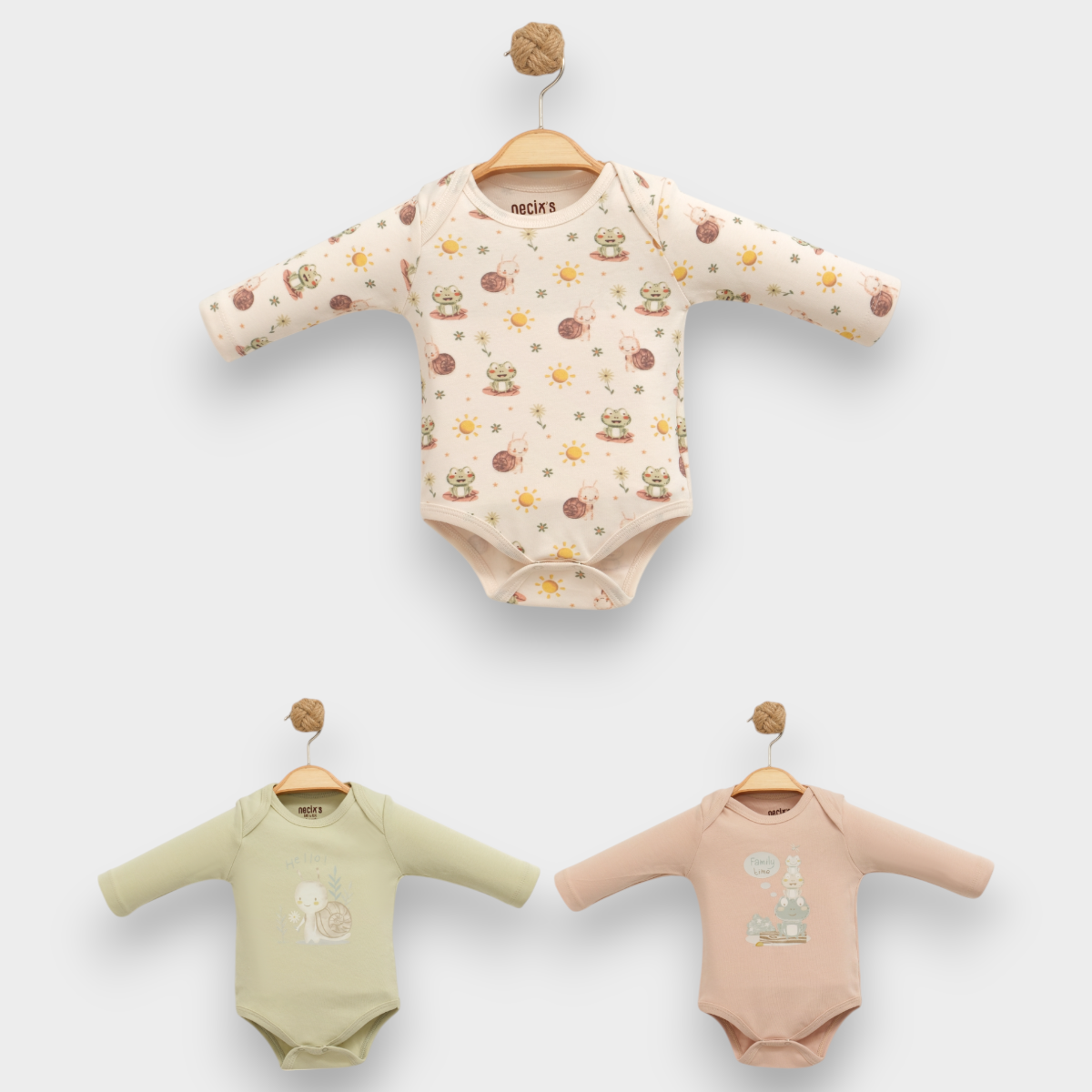 NECİXS KURBAĞA DESEN TEK BOY UNISEX BEBE BODY