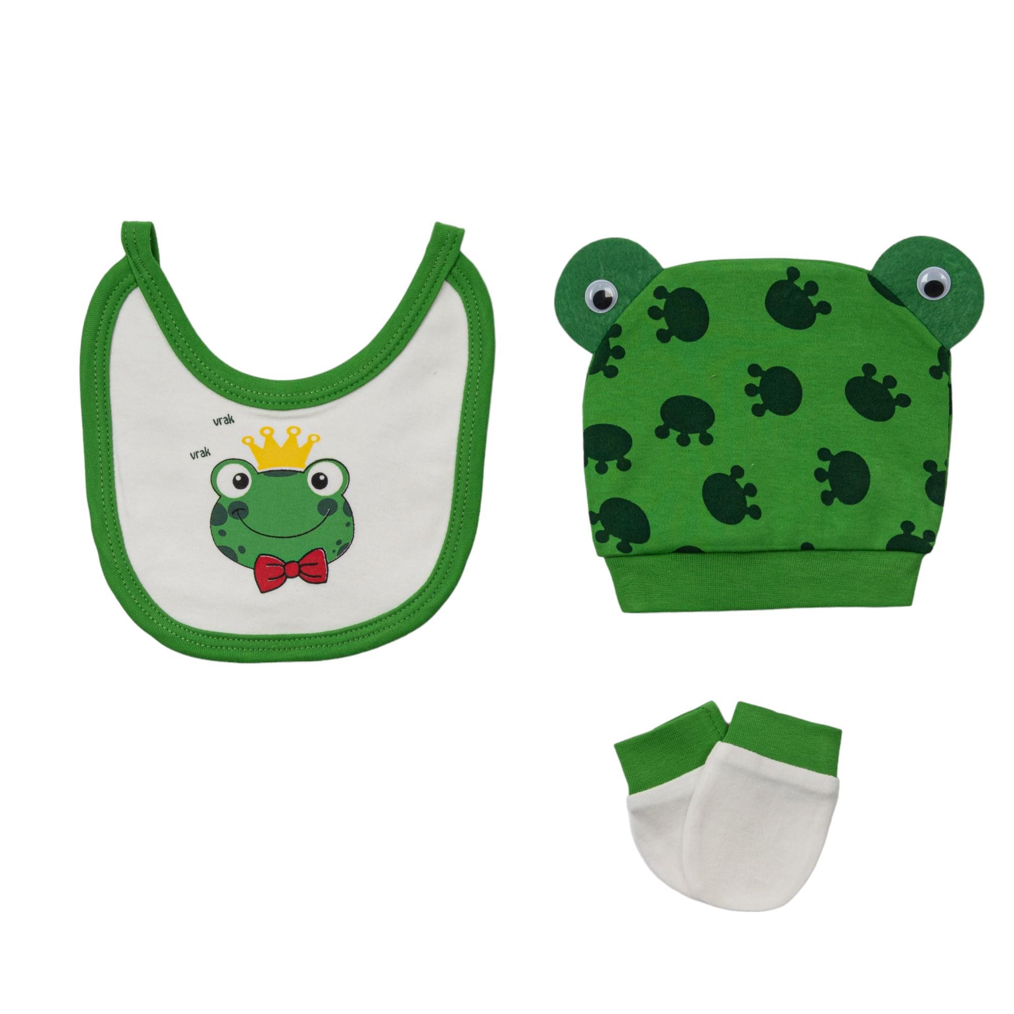 Necix's Kurbağa Desenli Erkek Bebek Hastane Çıkışı Beşli Set