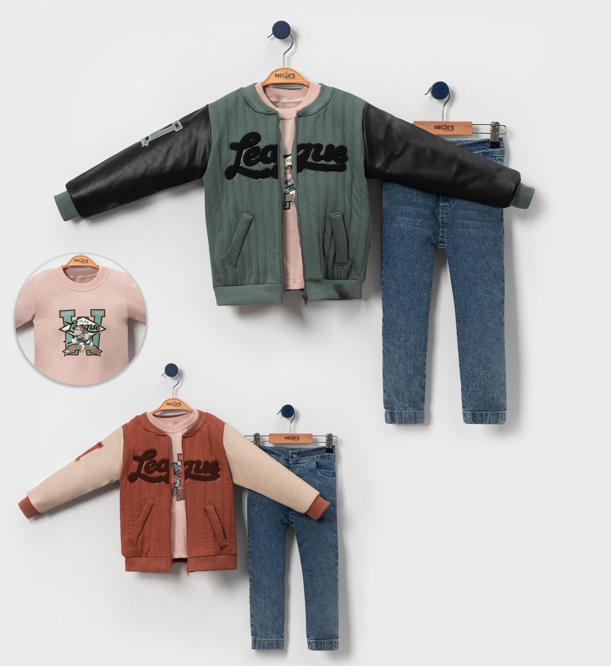 Necix's Leagu Süzene Erkek Bebek Kolej Üçlü Takım