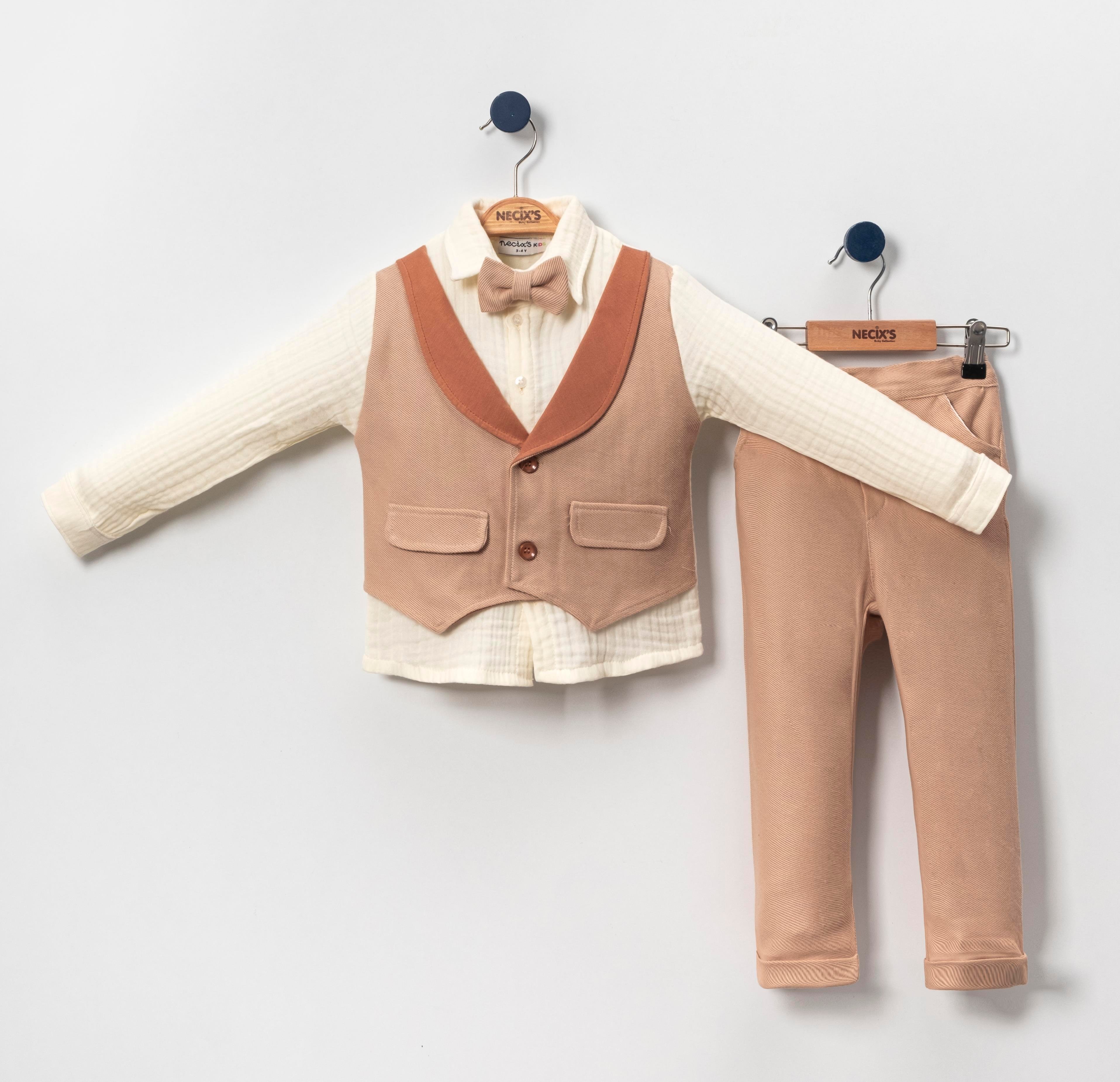 Necix's Londra Erkek Bebek Yelekli Üçlü Takım