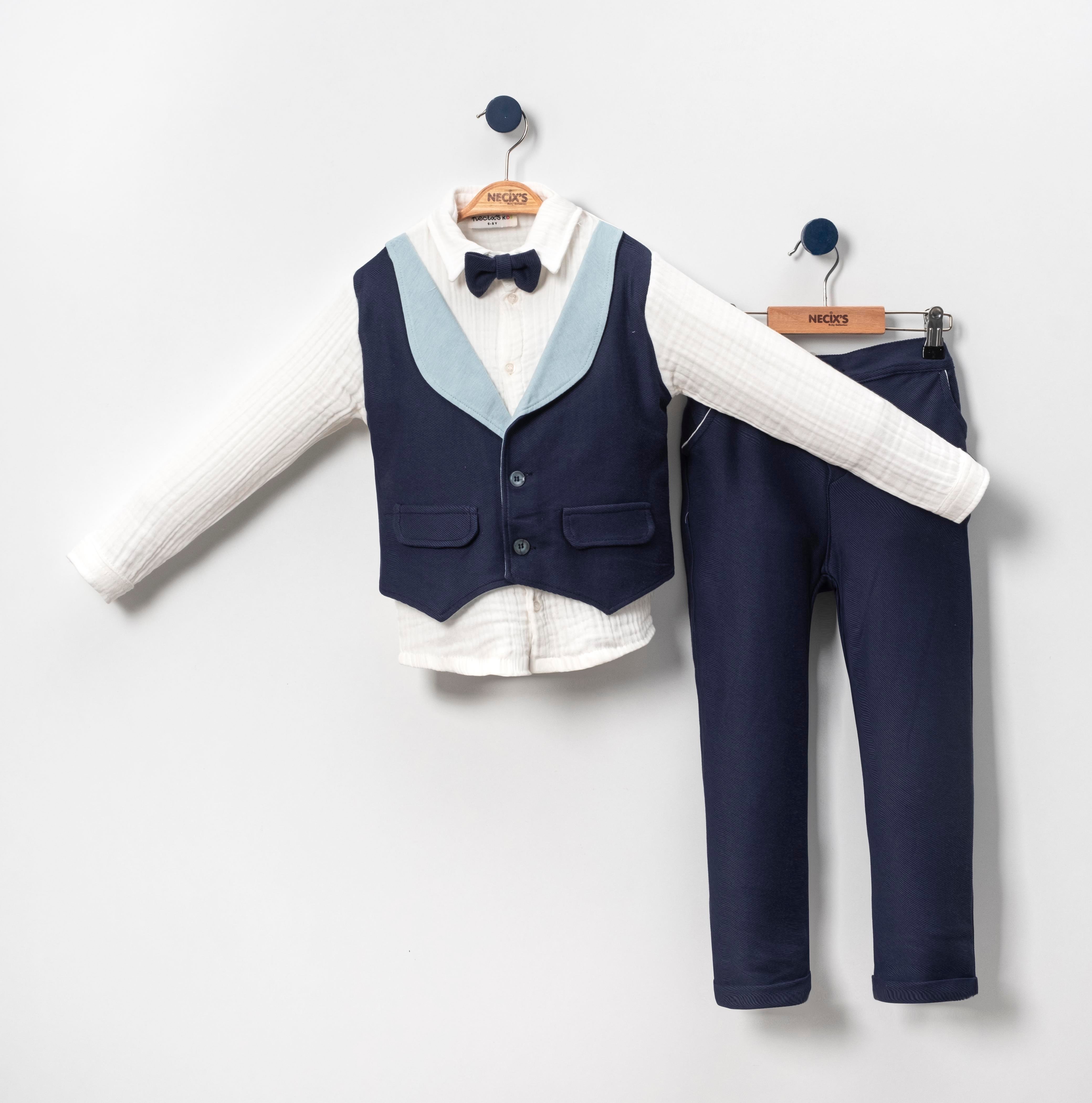 Necix's Londra Erkek Bebek Yelekli Üçlü Takım