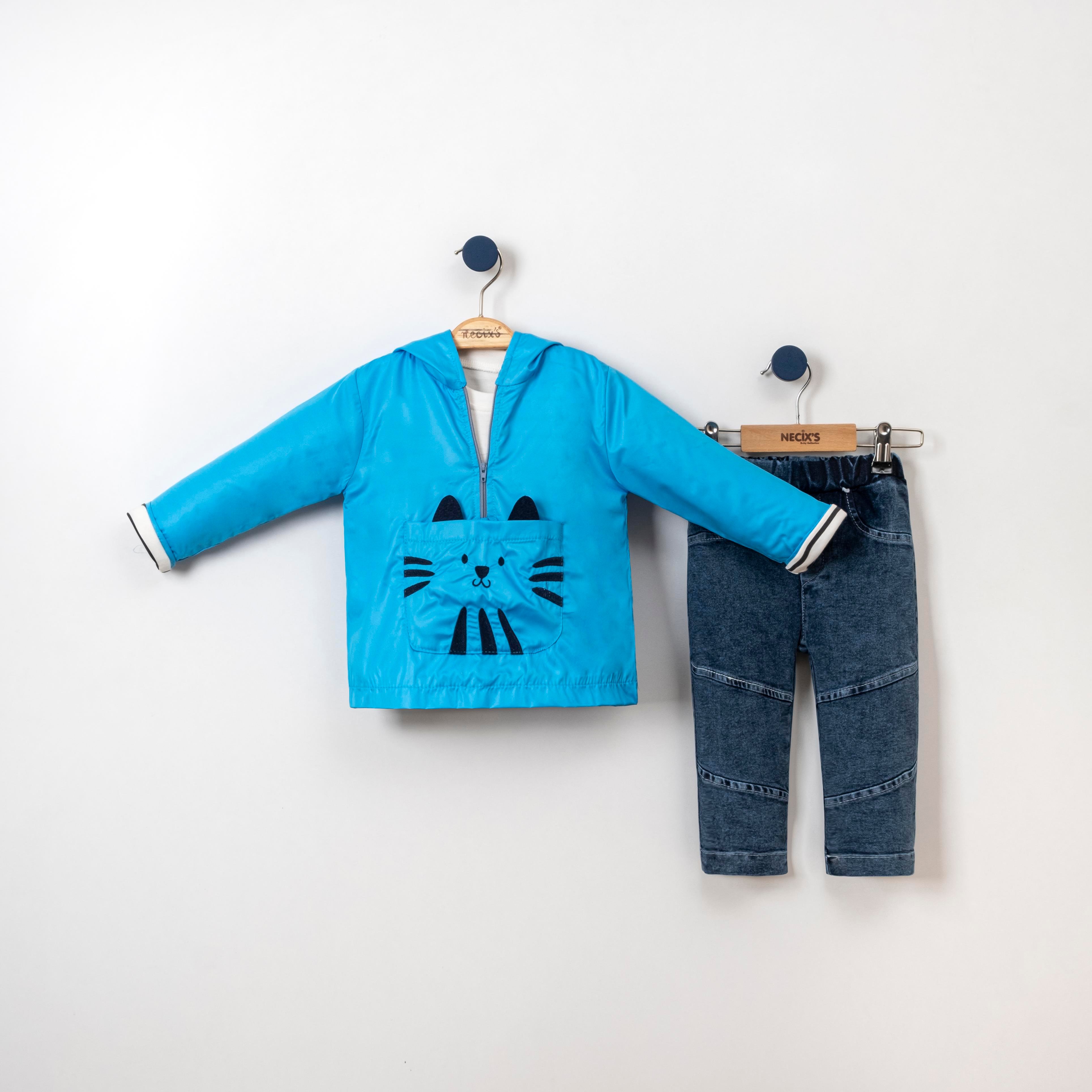 Necix's Meow Yağmurluk Erkek Bebek Üçlü Takım