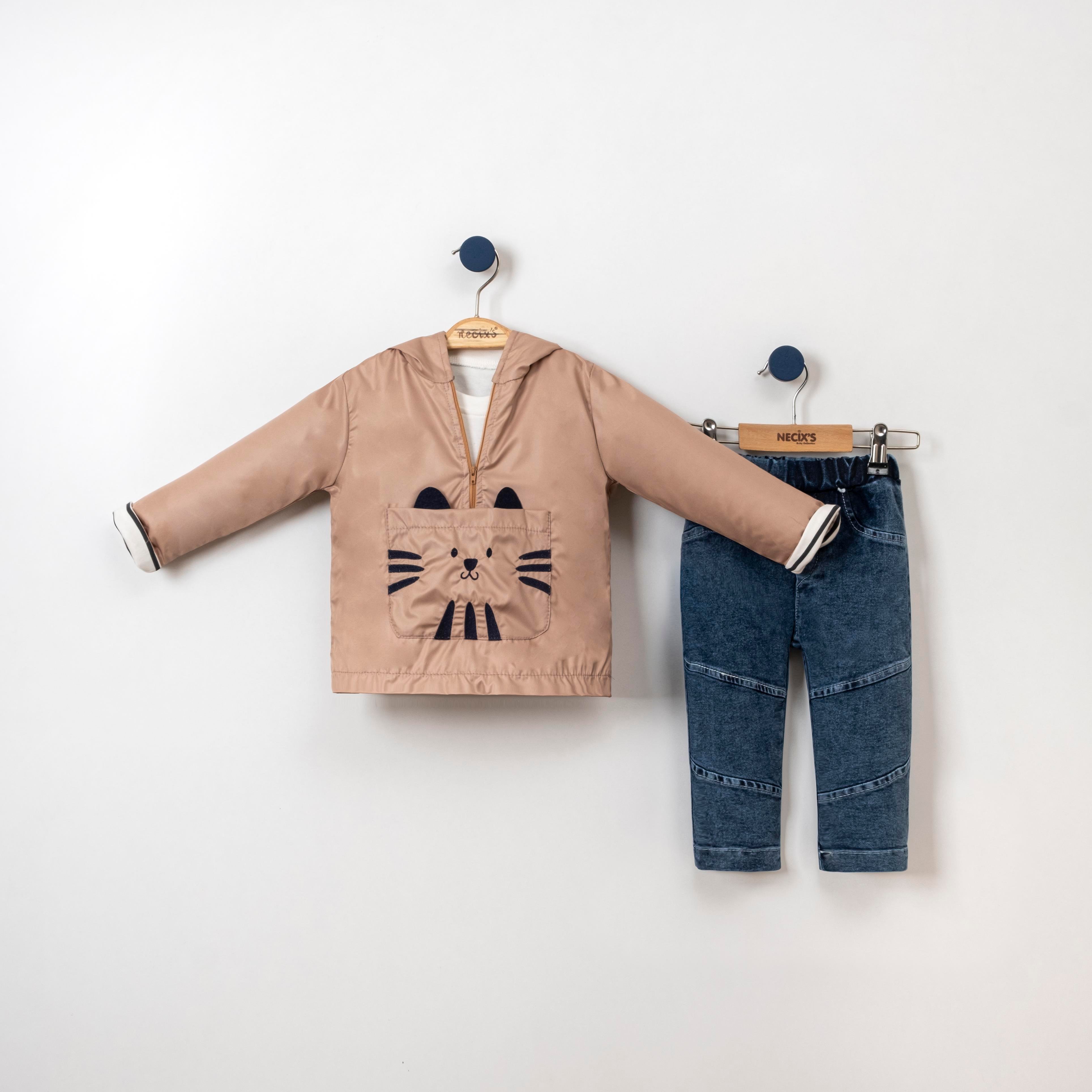 Necix's Meow Yağmurluk Erkek Bebek Üçlü Takım