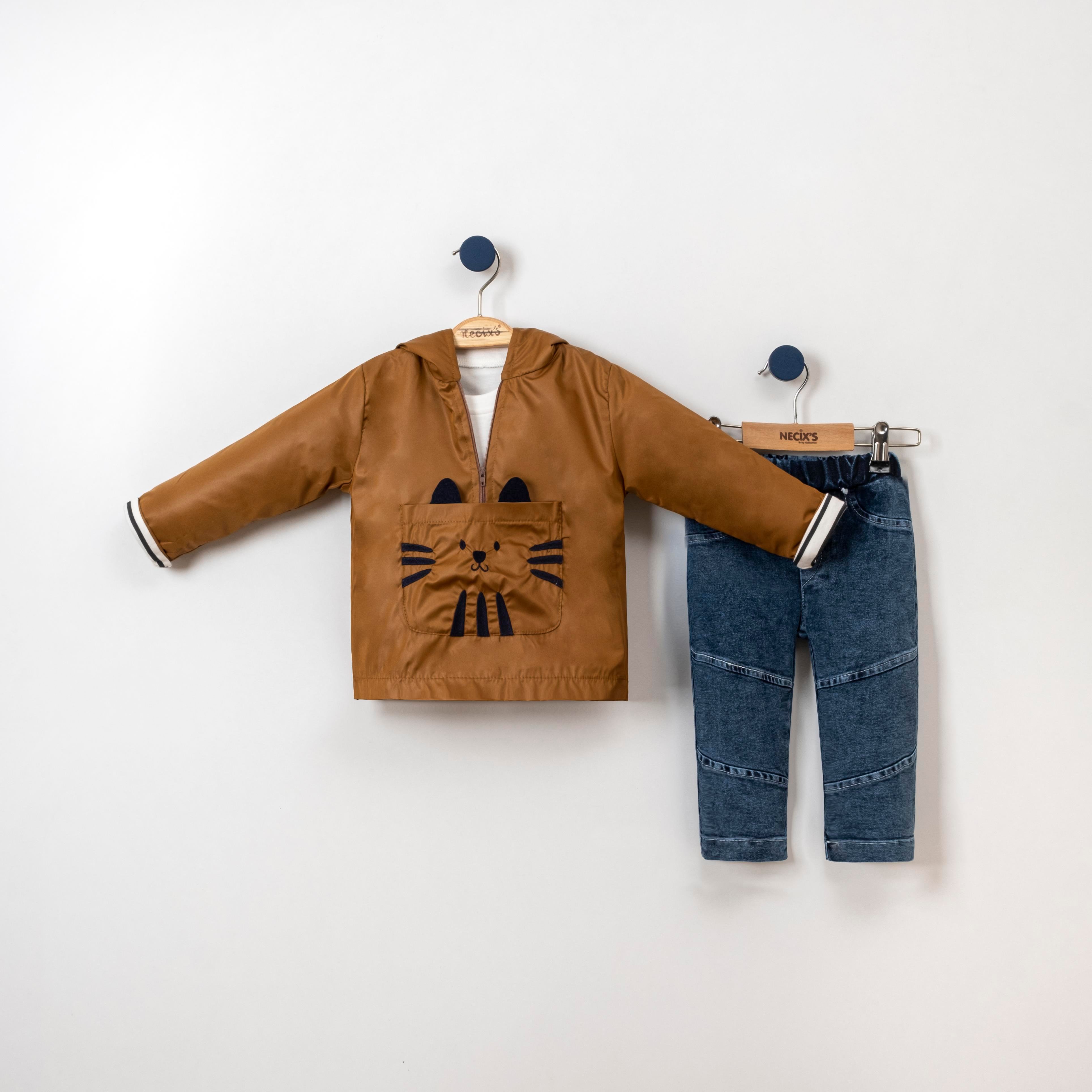 Necix's Meow Yağmurluk Erkek Bebek Üçlü Takım