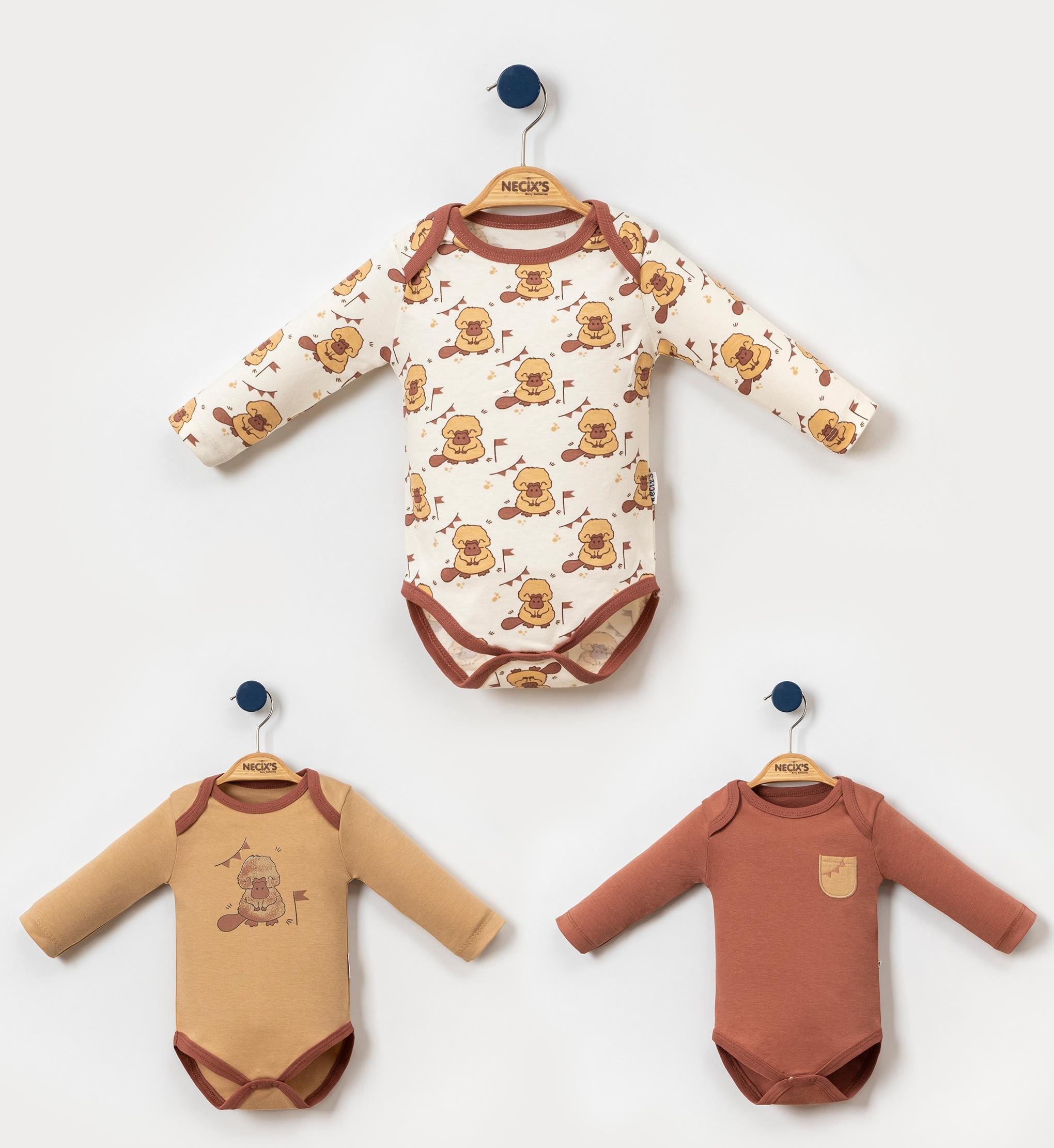 Necix's Ornitorenk Erkek Bebek Badi 0-3 Ay 3 Adet