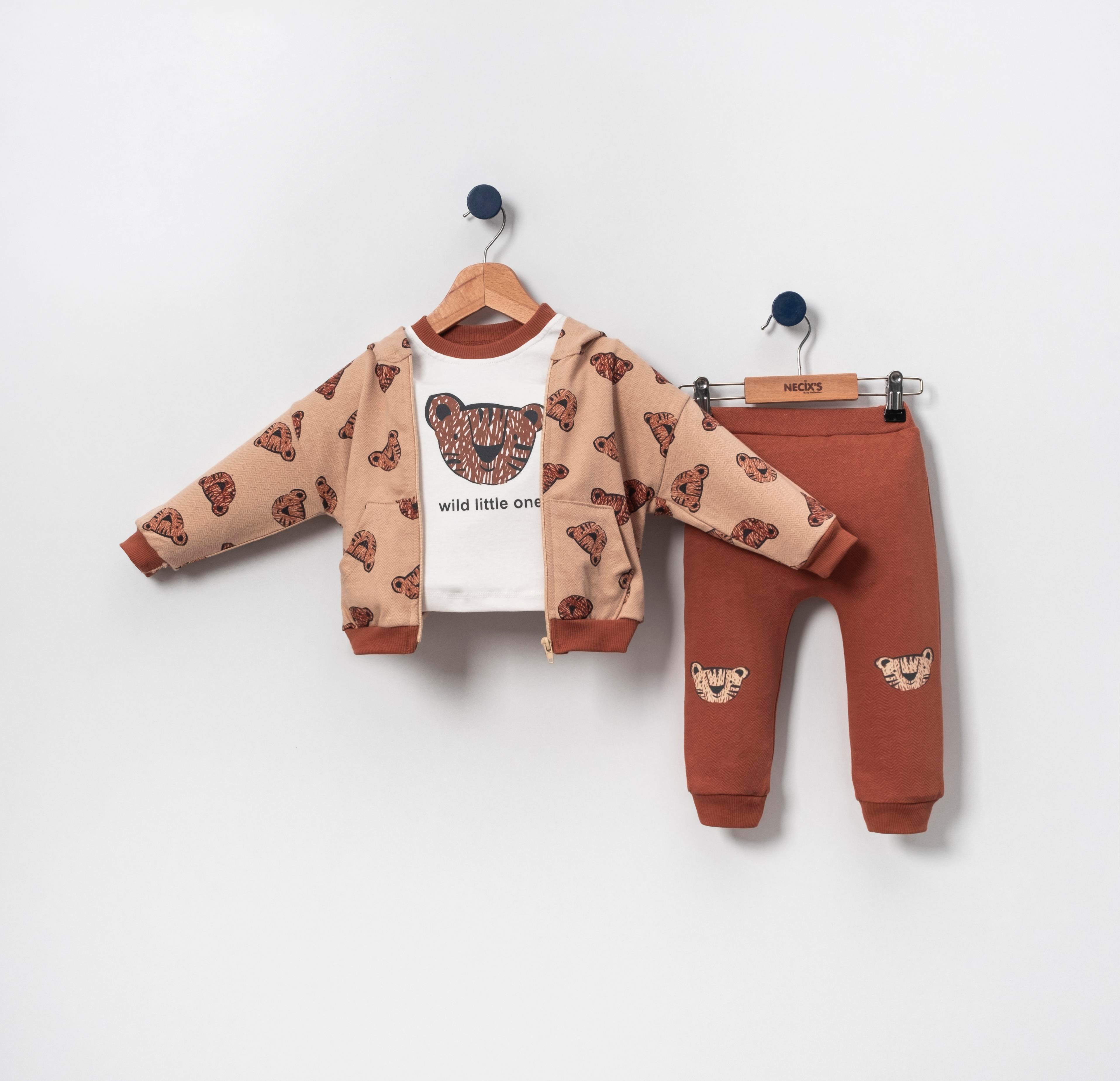 Necix's Pekin Kapüşonlu Erkek Bebek Üçlü Takım