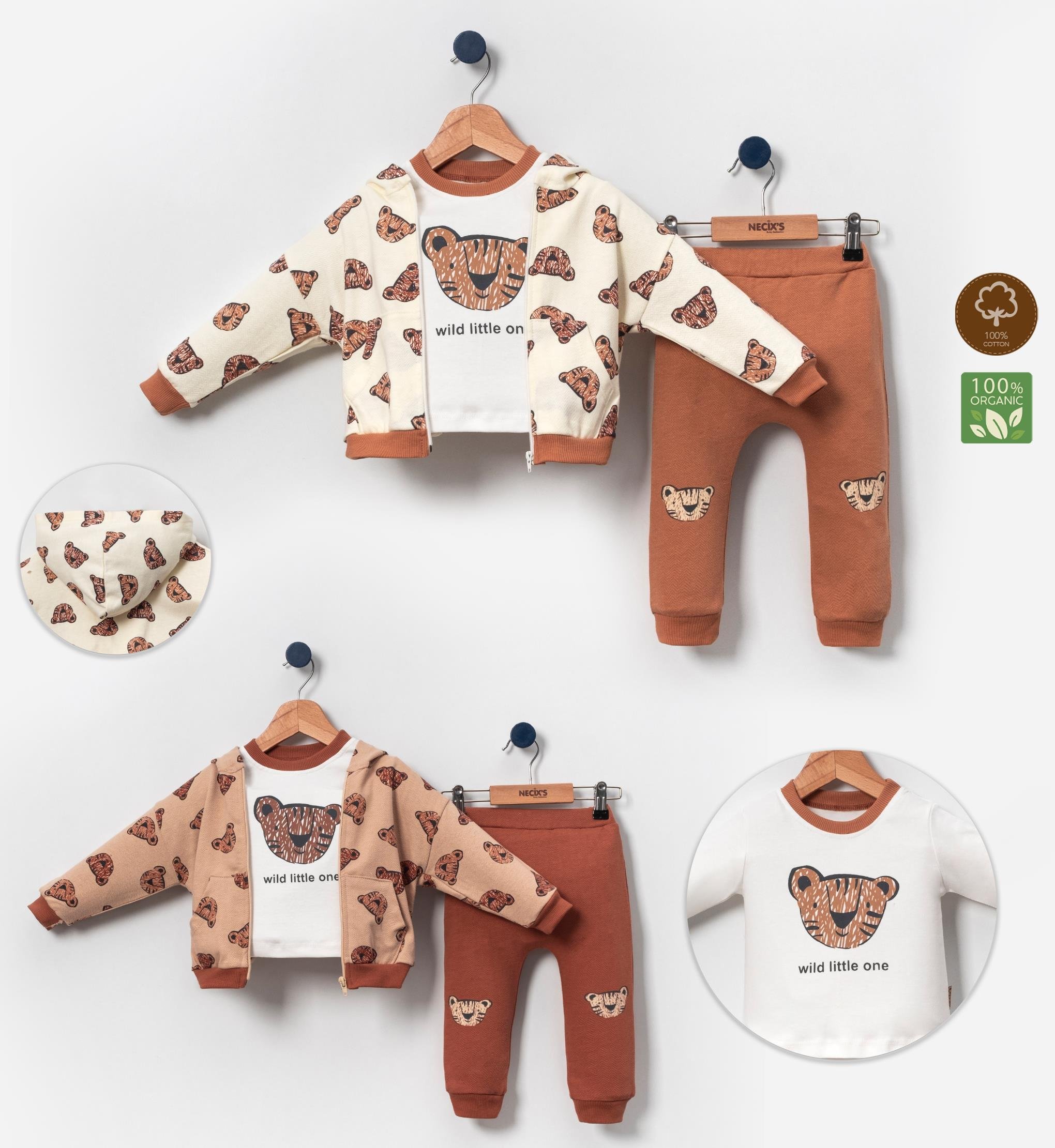 Necix's Pekin Kapüşonlu Erkek Bebek Üçlü Takım