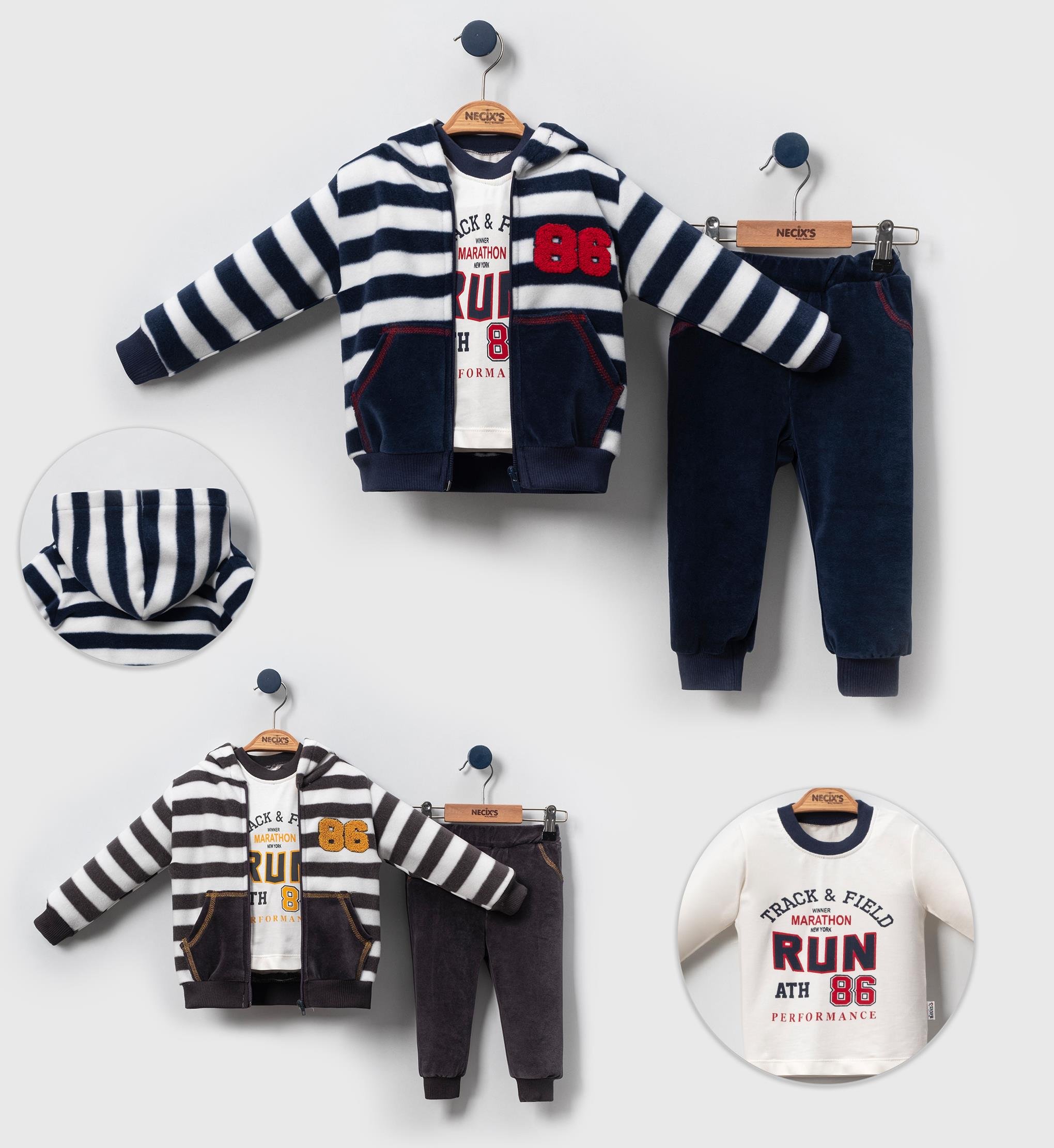 Necix's Portland Erkek Bebek Kapüşonlu Üçlü Takım