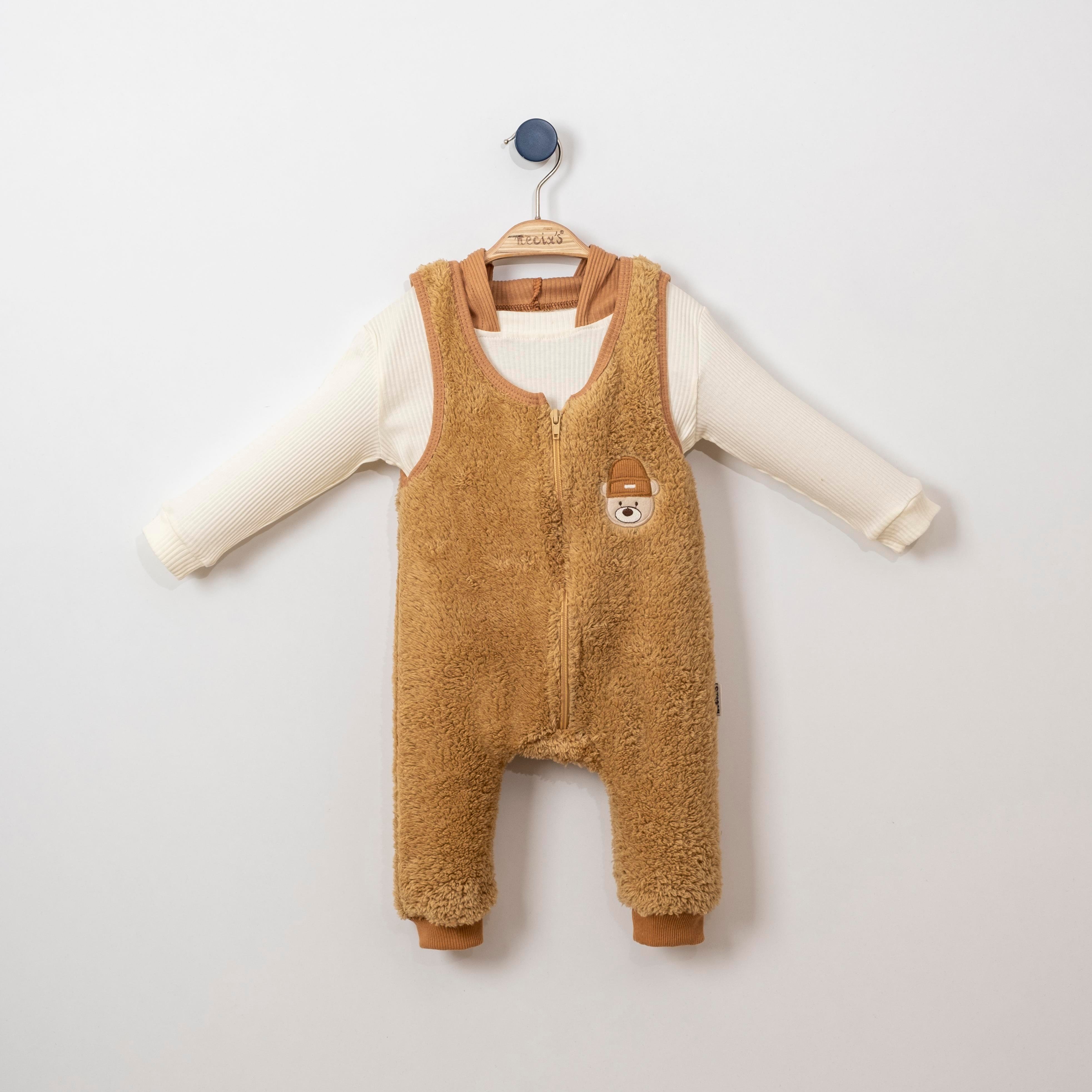 Necix's Teddy Bear Erkek Bebek Salopetli İkili Takım