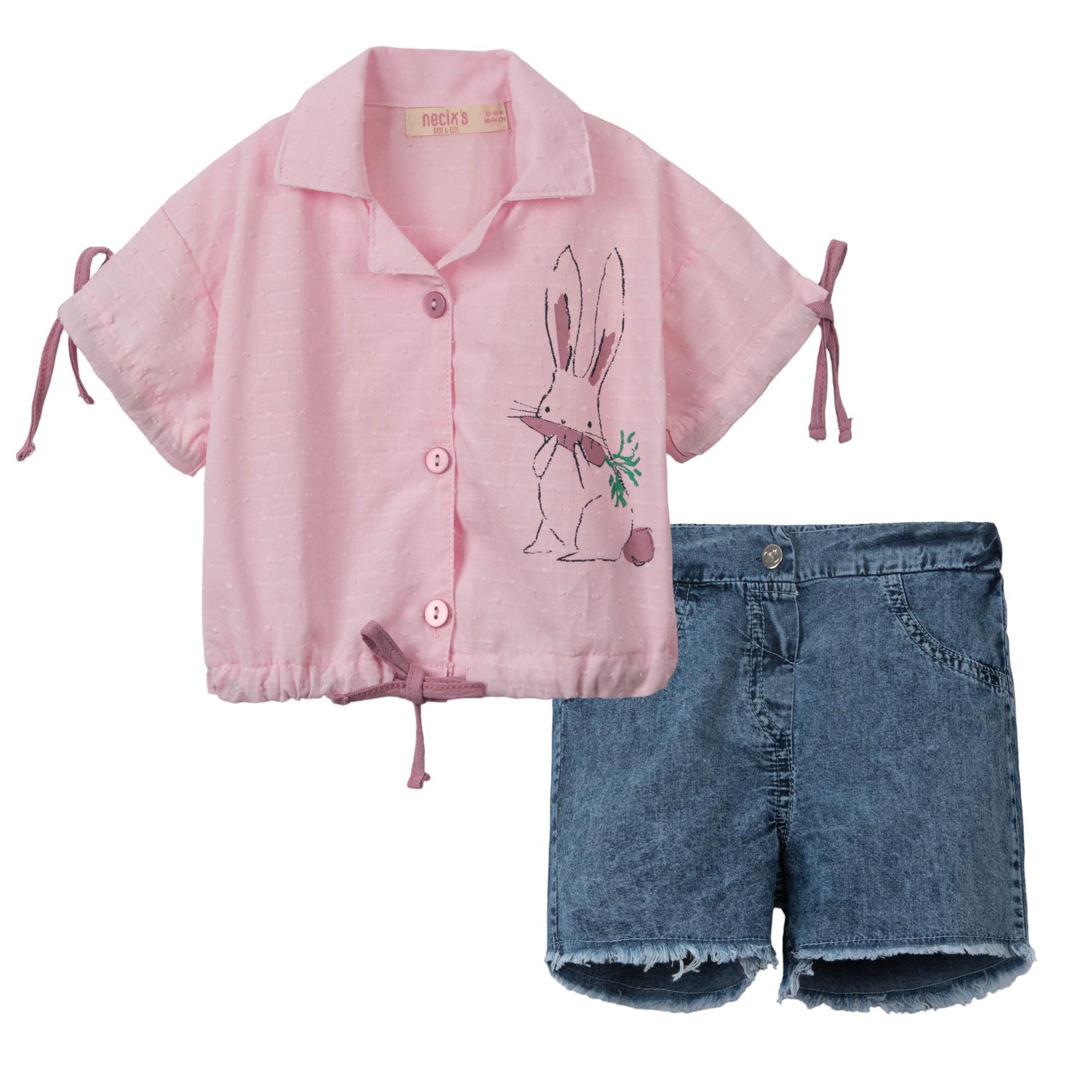 Necix's Tiflis Tavşan Baskılı Kız Çocuk Şortlu Takım