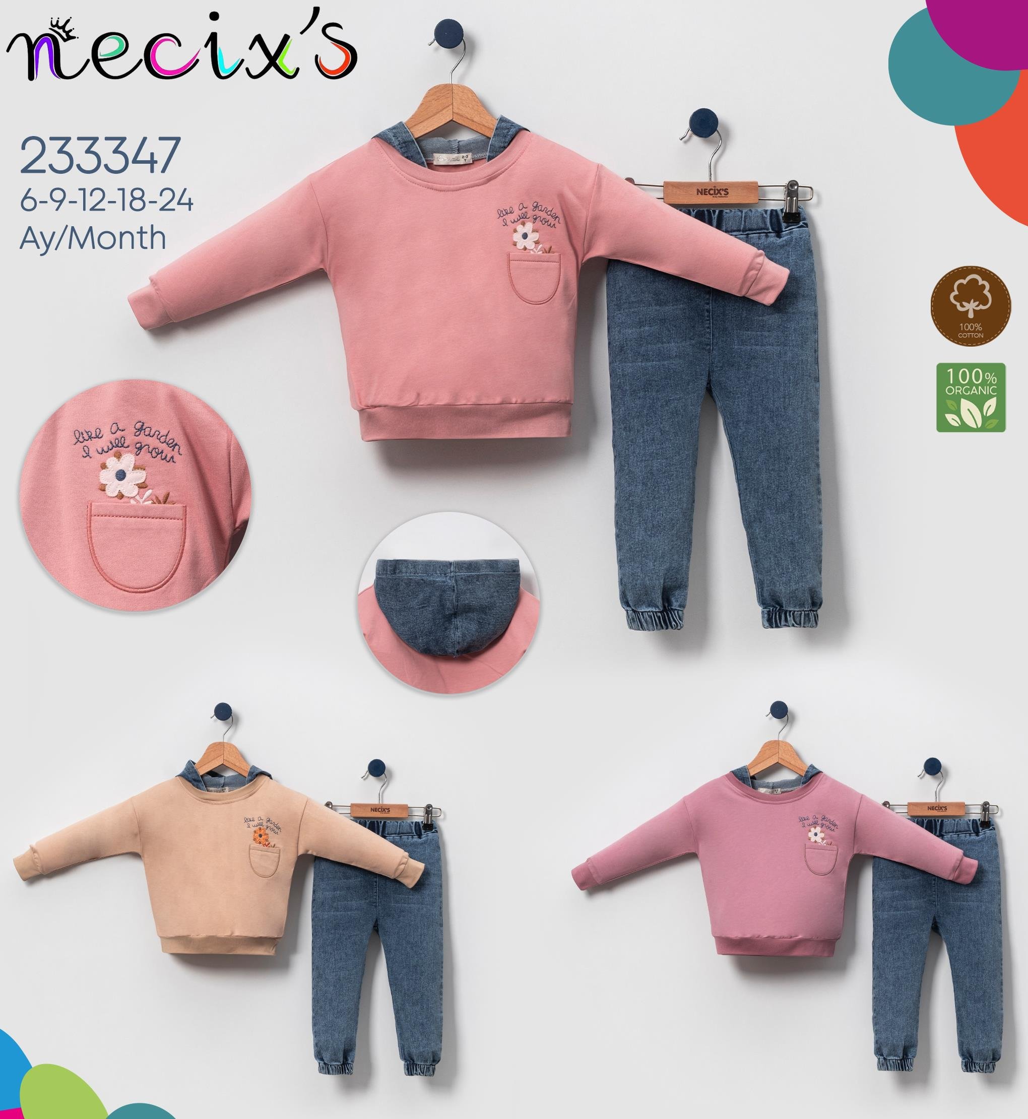 Necix's Tuhun Kız Bebek Kapüşonlu İkili Takım
