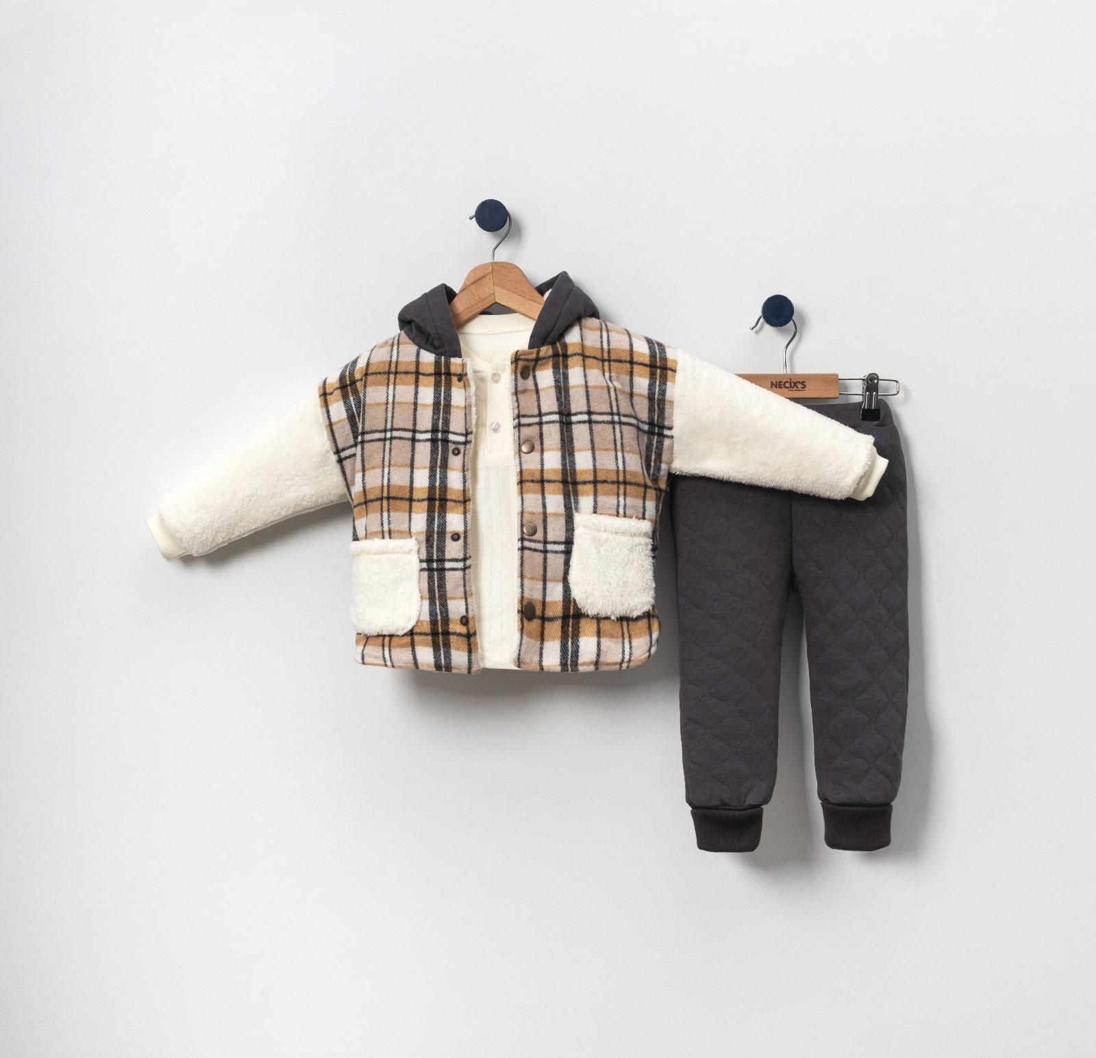 Necix's Valencia Kapüşonlu Erkek Bebek Üçlü Takım