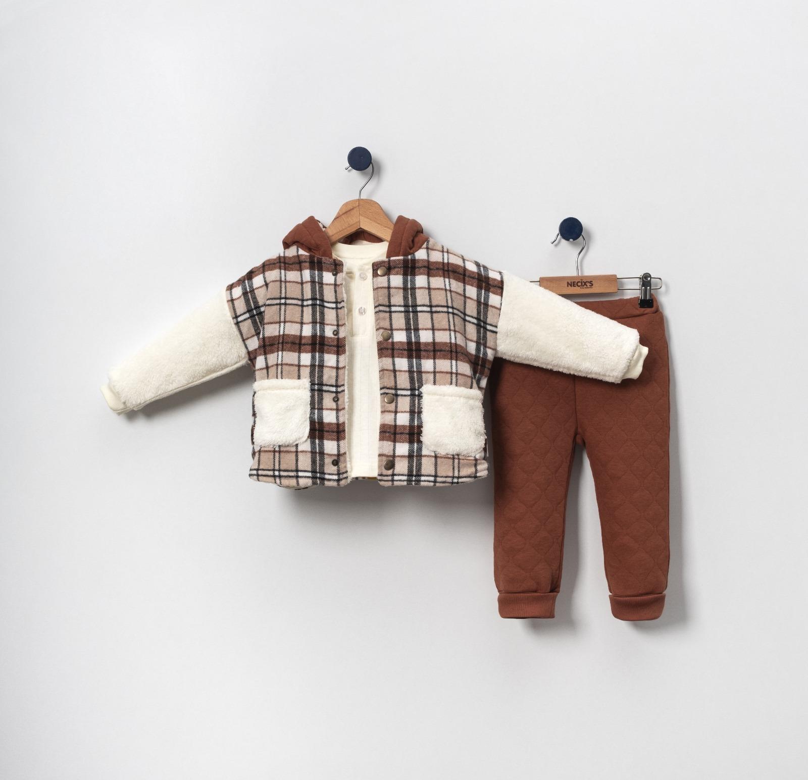 Necix's Valencia Kapüşonlu Erkek Bebek Üçlü Takım
