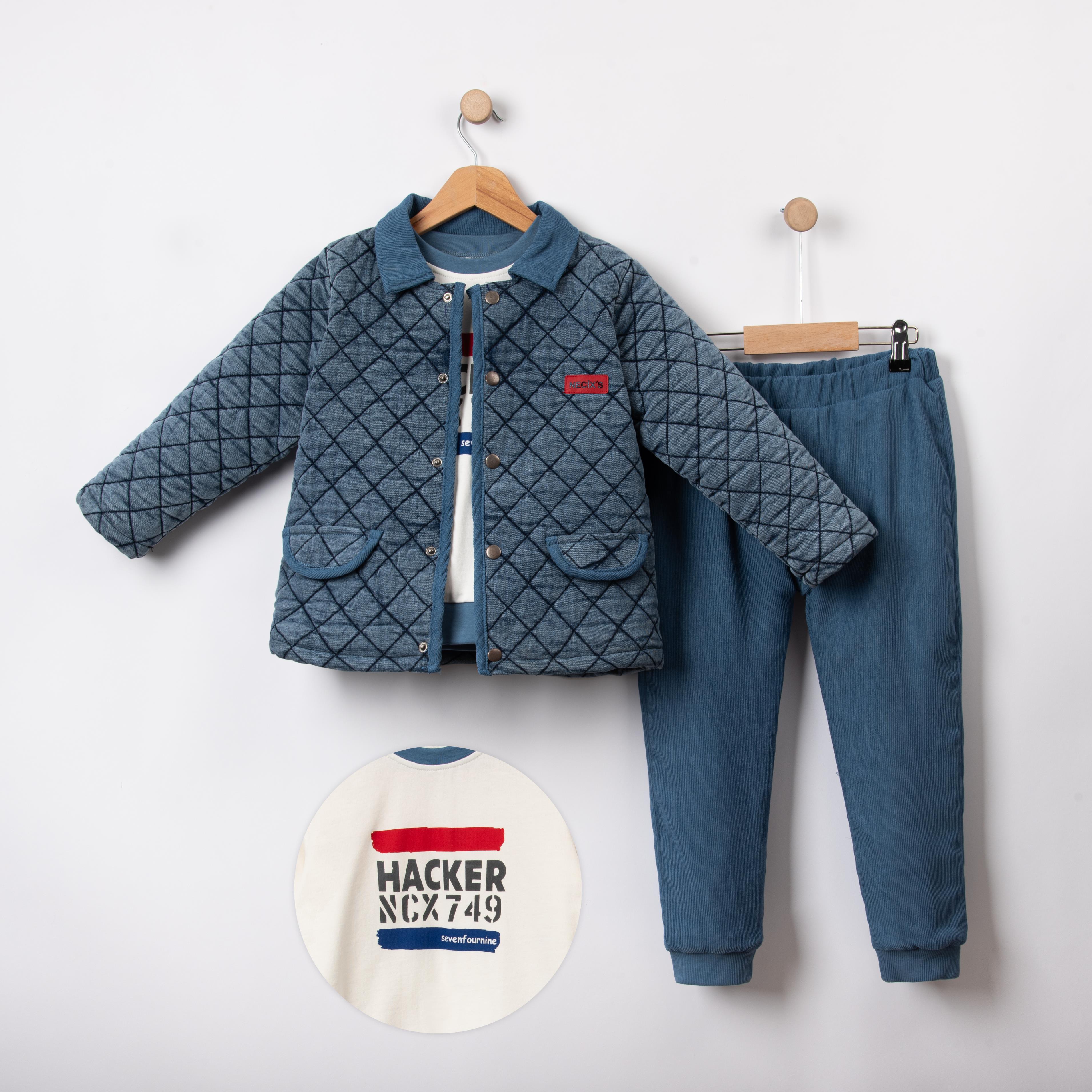 Necix's Viniça Kapitone Ceketli Erkek Çocuk Üçlü Takım