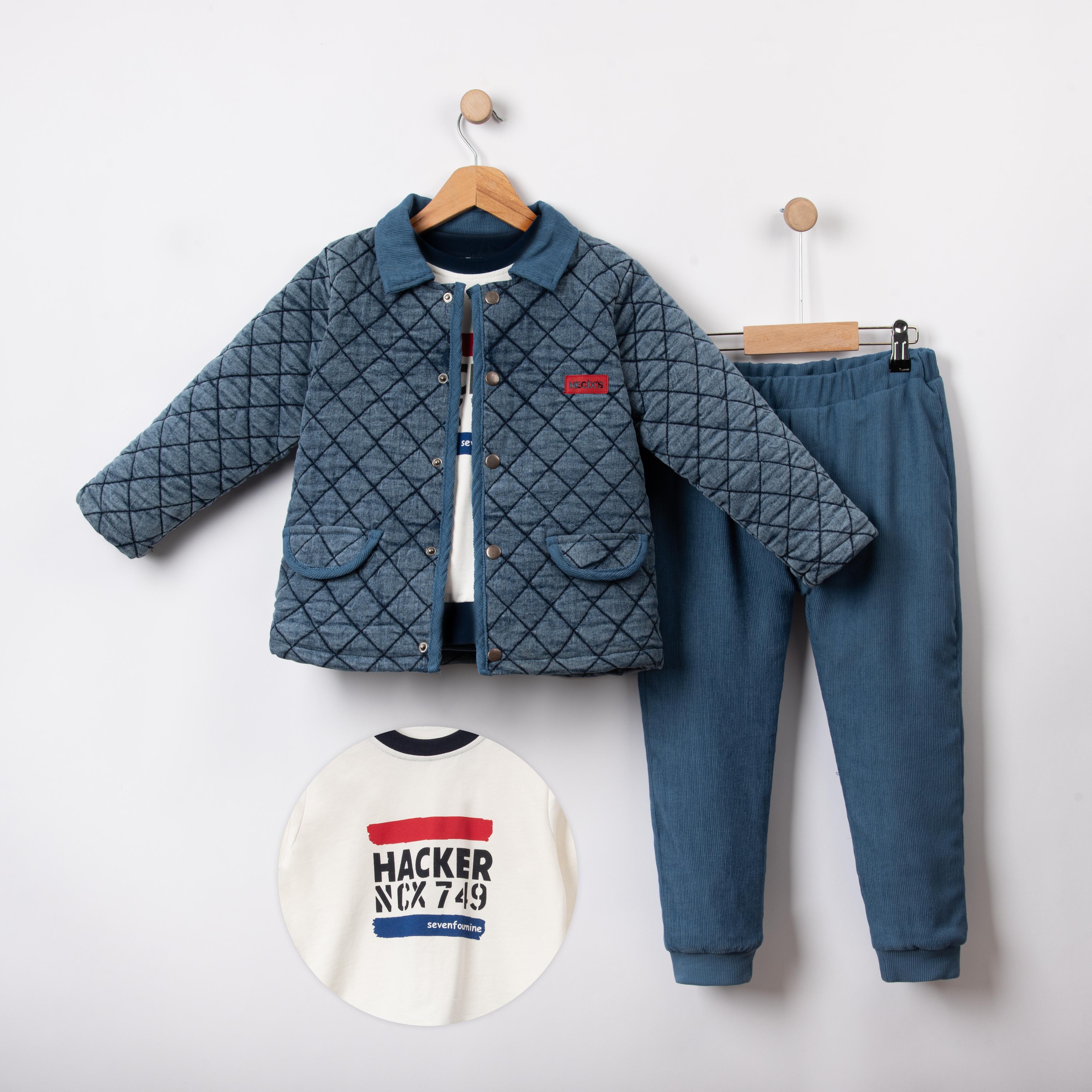 Necix's Viniça Kapitone Ceketli Erkek Çocuk Üçlü Takım