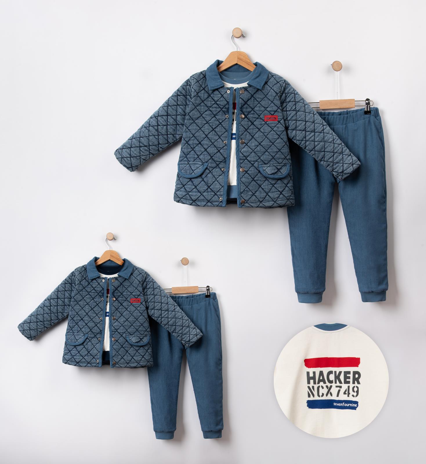 Necix's Viniça Kapitone Ceketli Erkek Çocuk Üçlü Takım