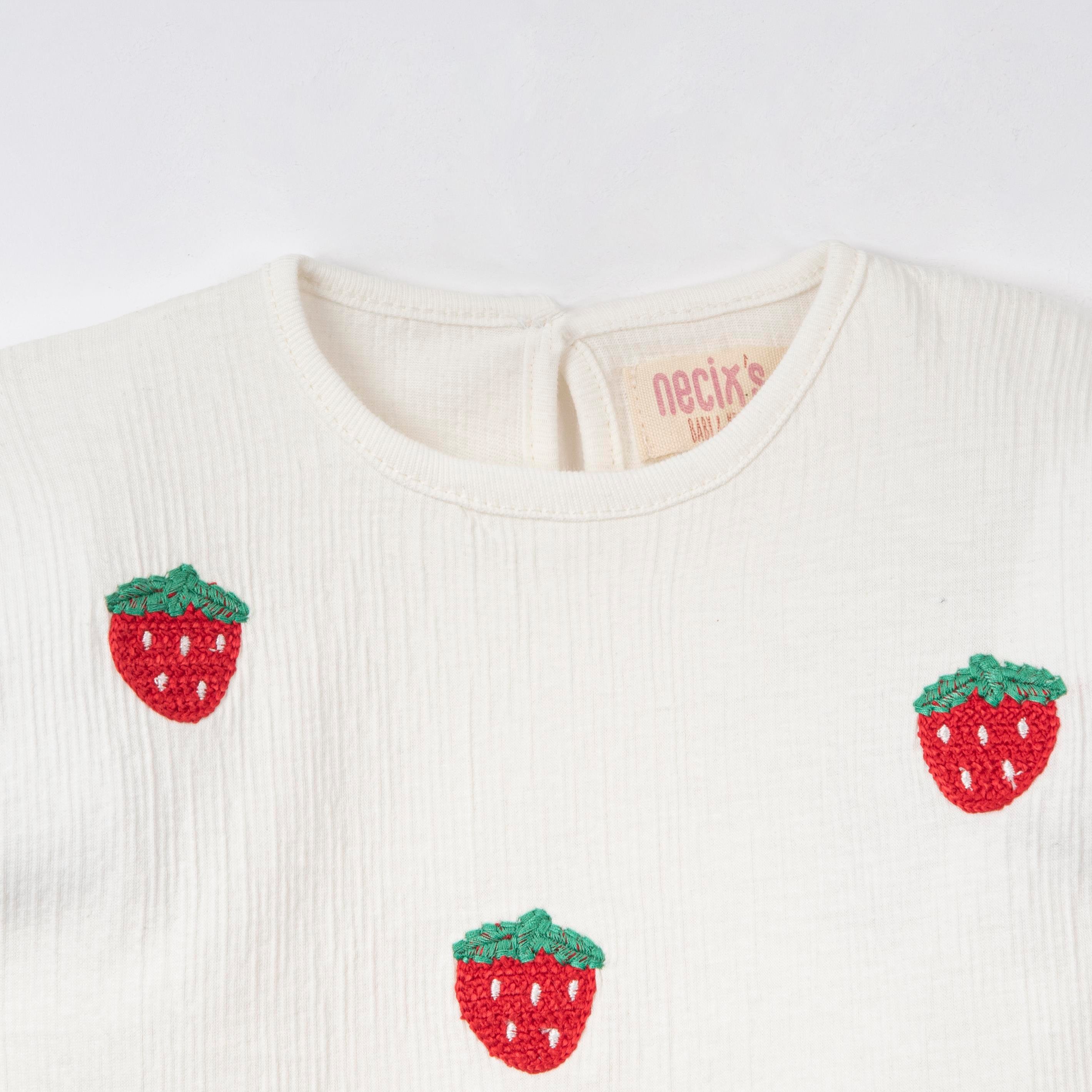 Necix's Vulcano Çilek Baskılı Kız Bebek İkili Takım