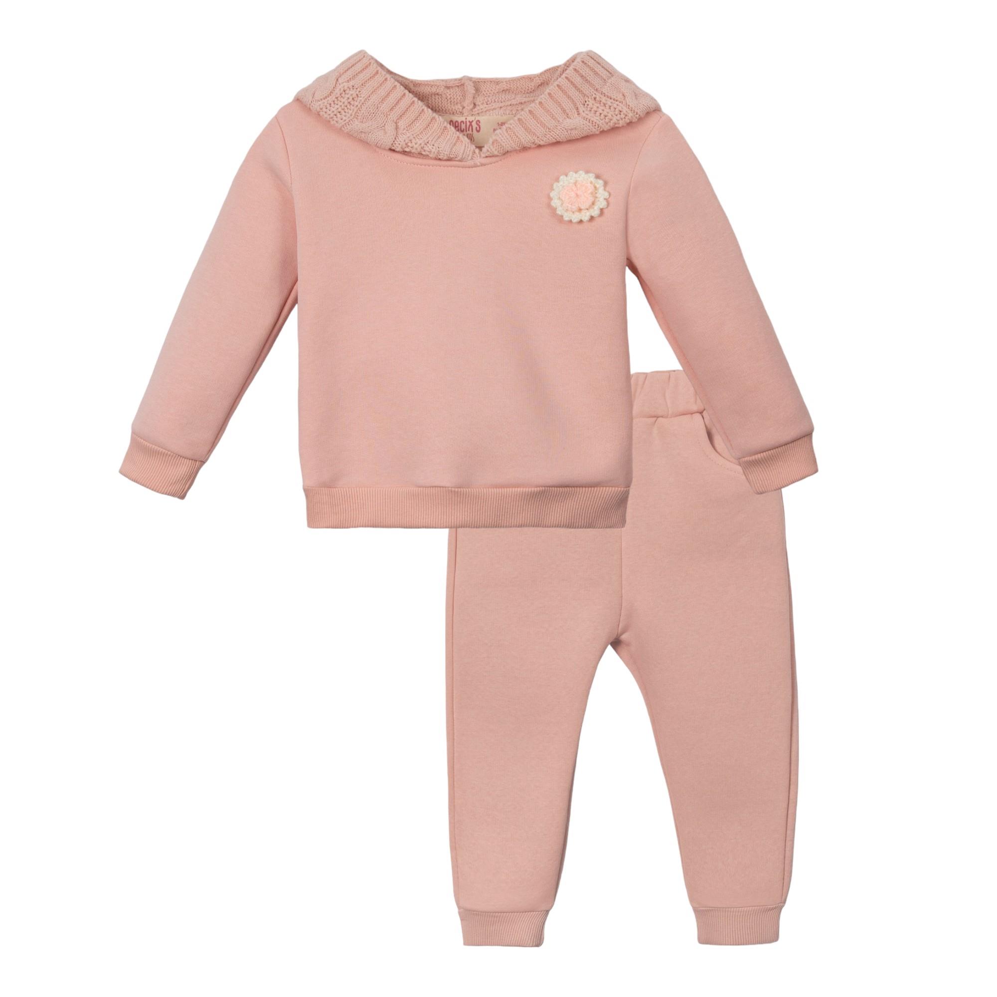 Örme Kapüşonlu Kız Çocuk İkili Takım