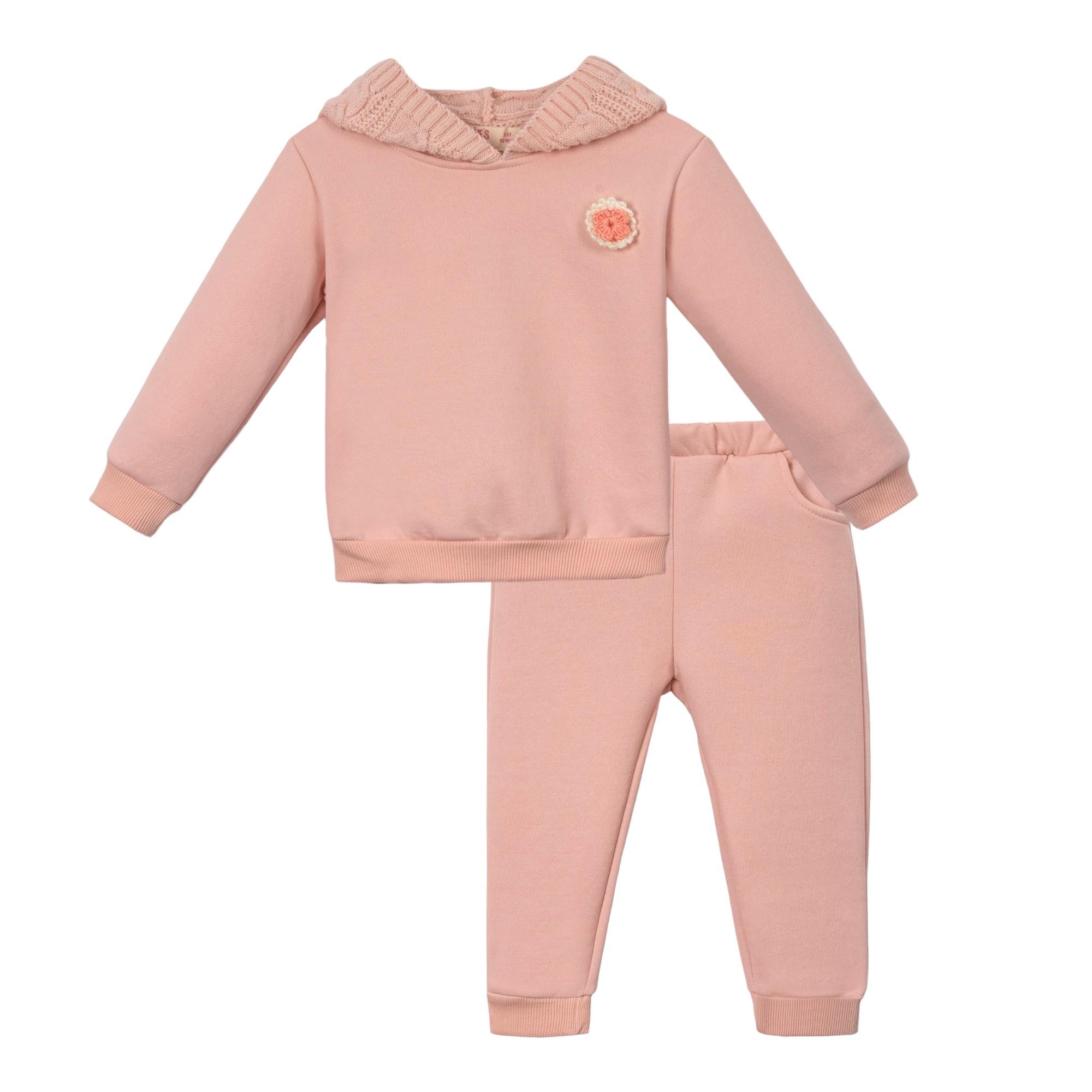 Örme Kapüşonlu Kız Çocuk İkili Takım