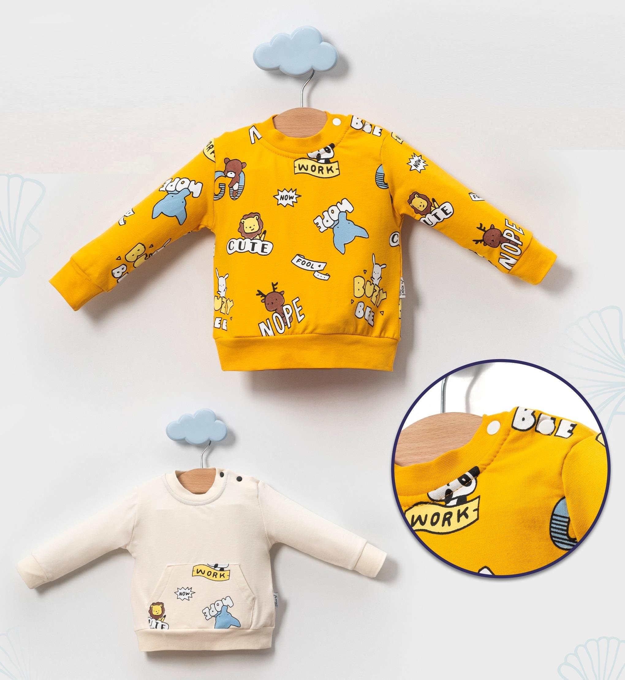 Pearly Sevimli Hayvan Baskılı Erkek Bebek Sweatshirt