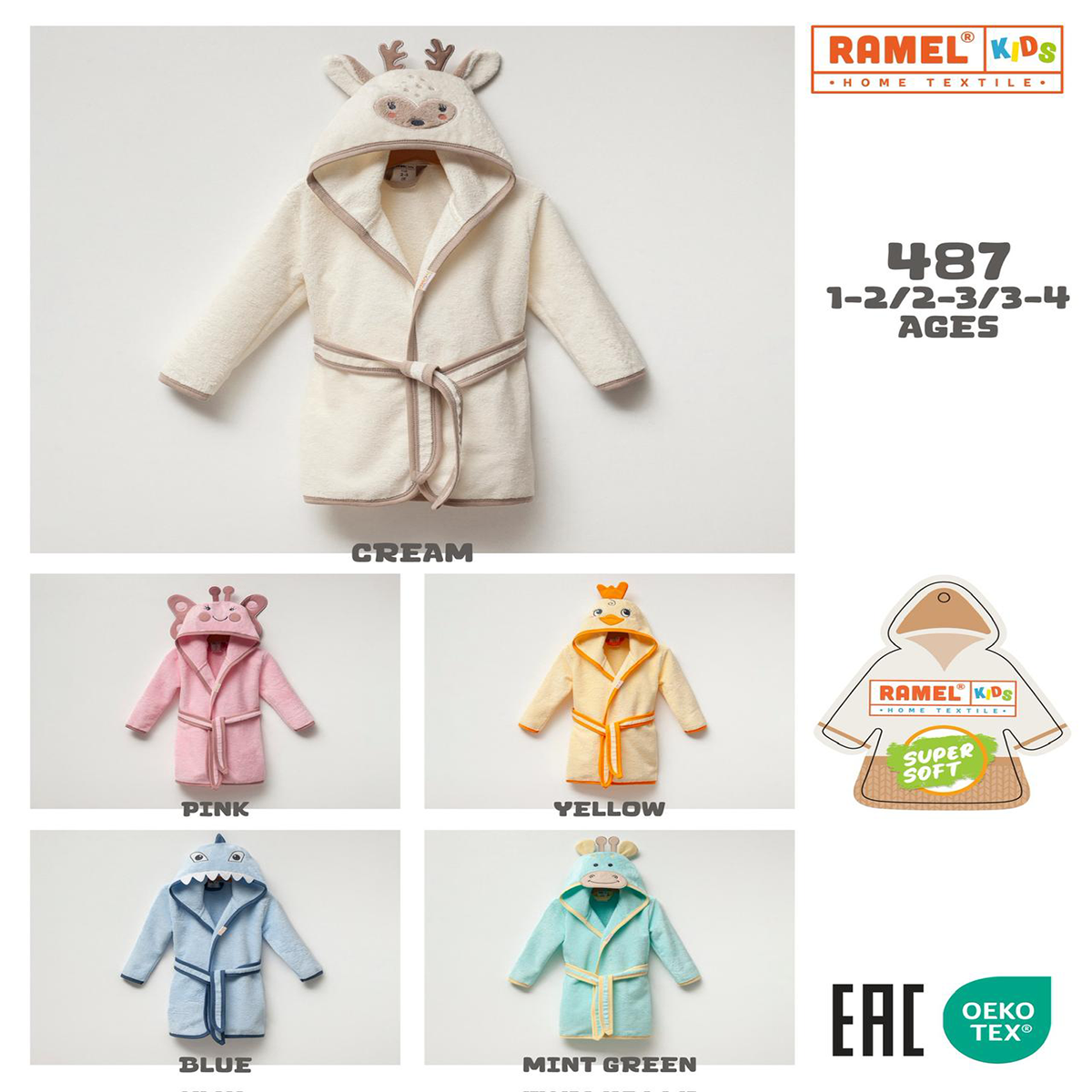 RAMEL KİDS FİGÜRLÜ BEBE BORNOZ 1-4 YAŞ