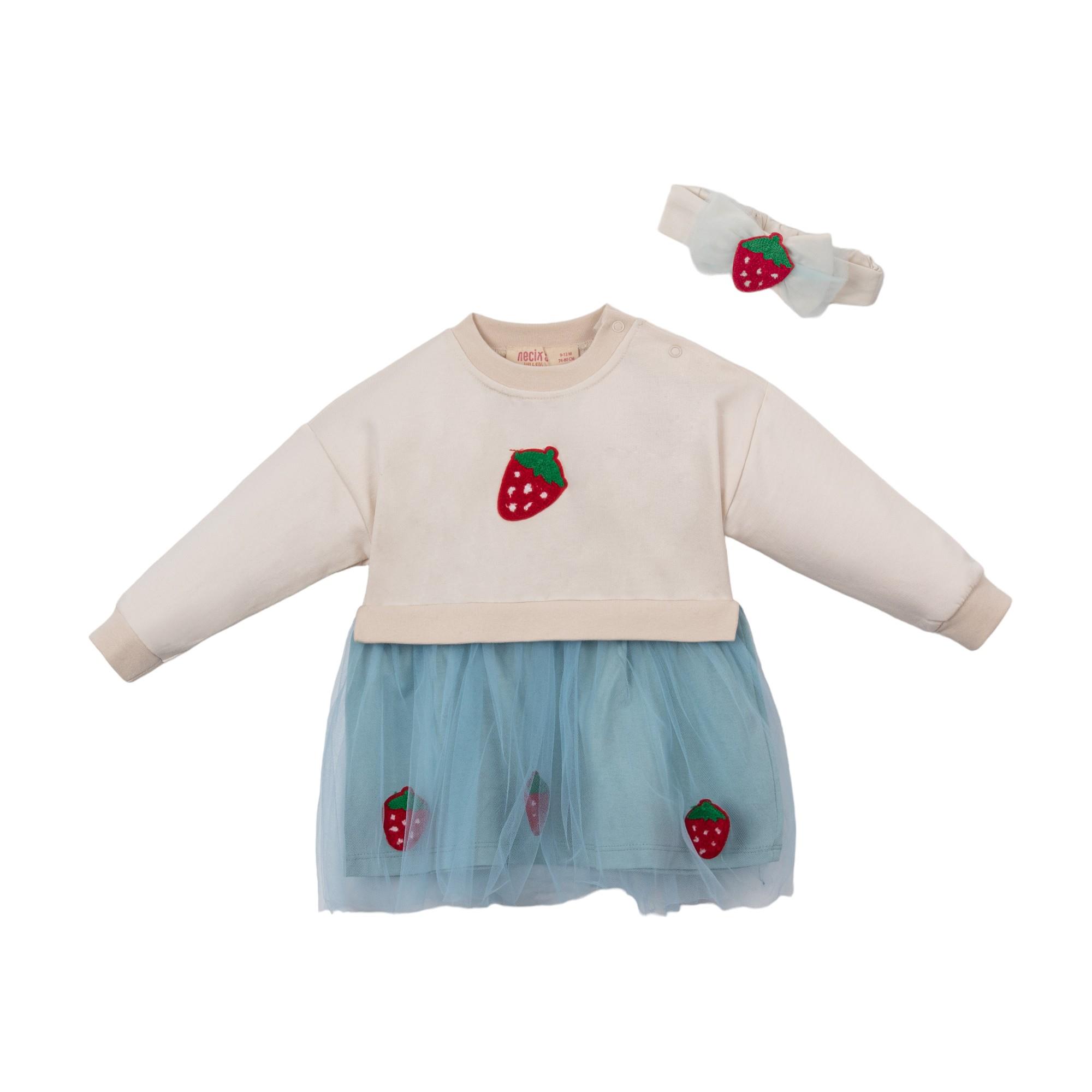 Santa Cruz Çilek Temalı Kız Bebek Elbise